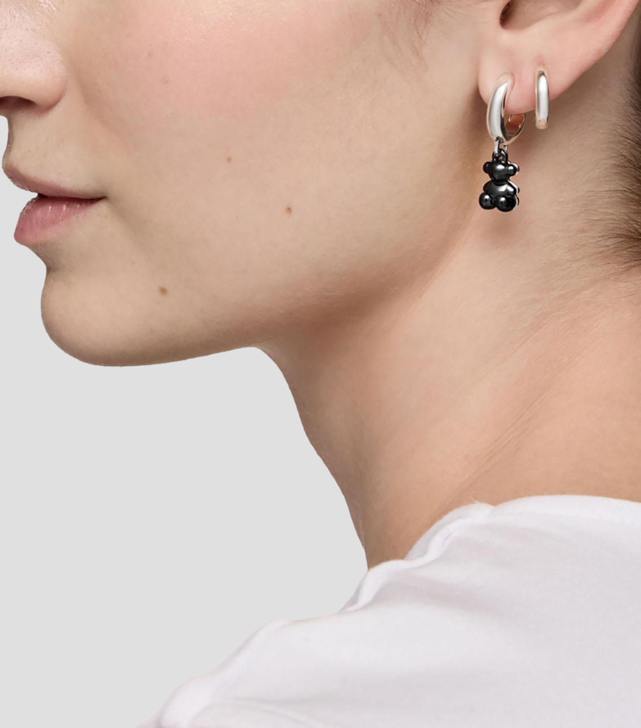 Aretes en plata Bold Bear con cerámica Mujer