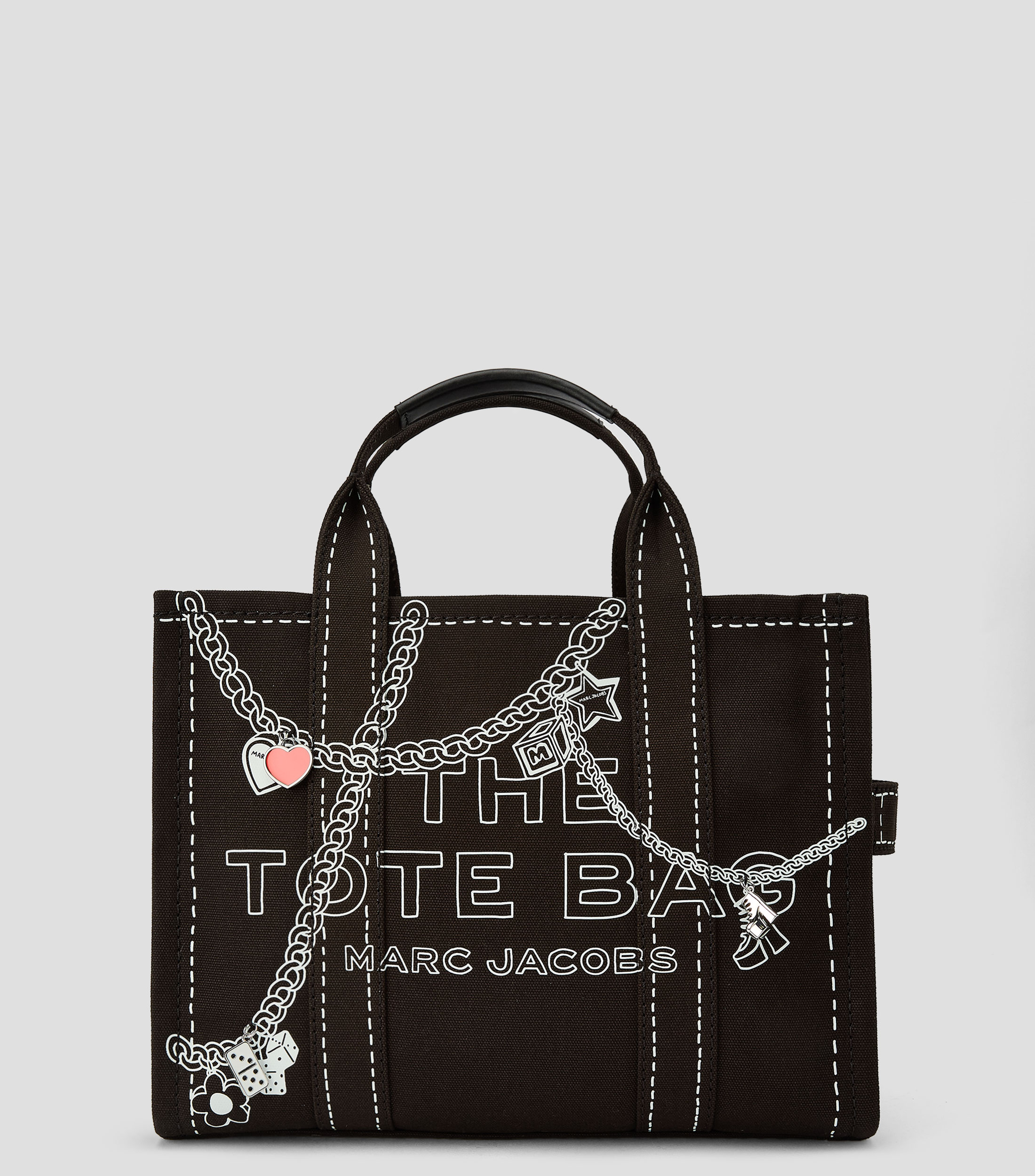 Bolsa tote negra Trompe Loeil estampada Mujer