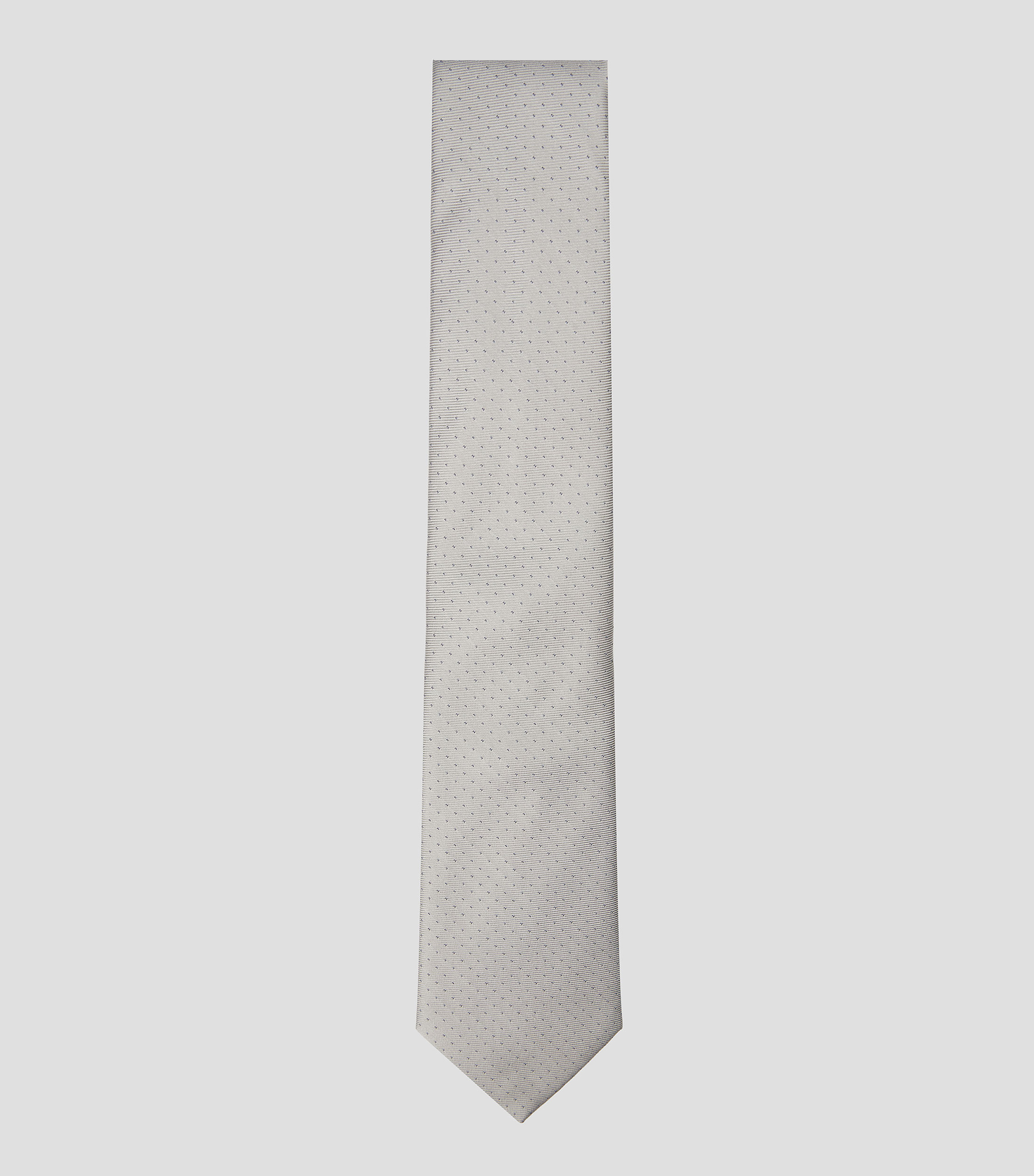 Corbata ancha en seda gris con polkadots