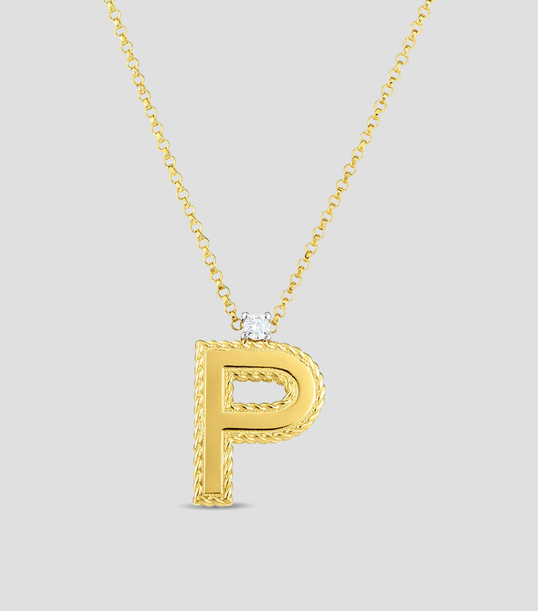 Collar letra "P" en oro amarillo de 18 Kilates con diamante Princess Mujer
