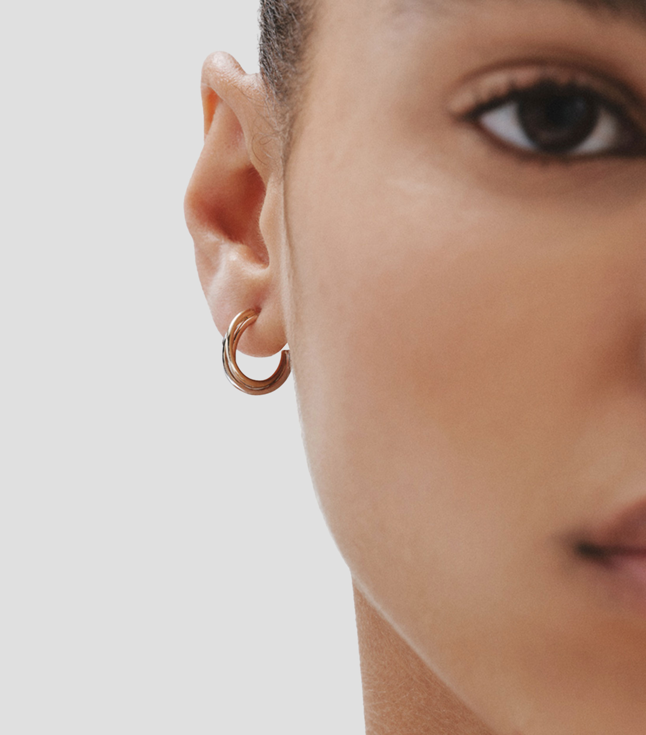 Pendientes de aro triples en oro blanco, amarillo y rosa de 9 kilates Mujer