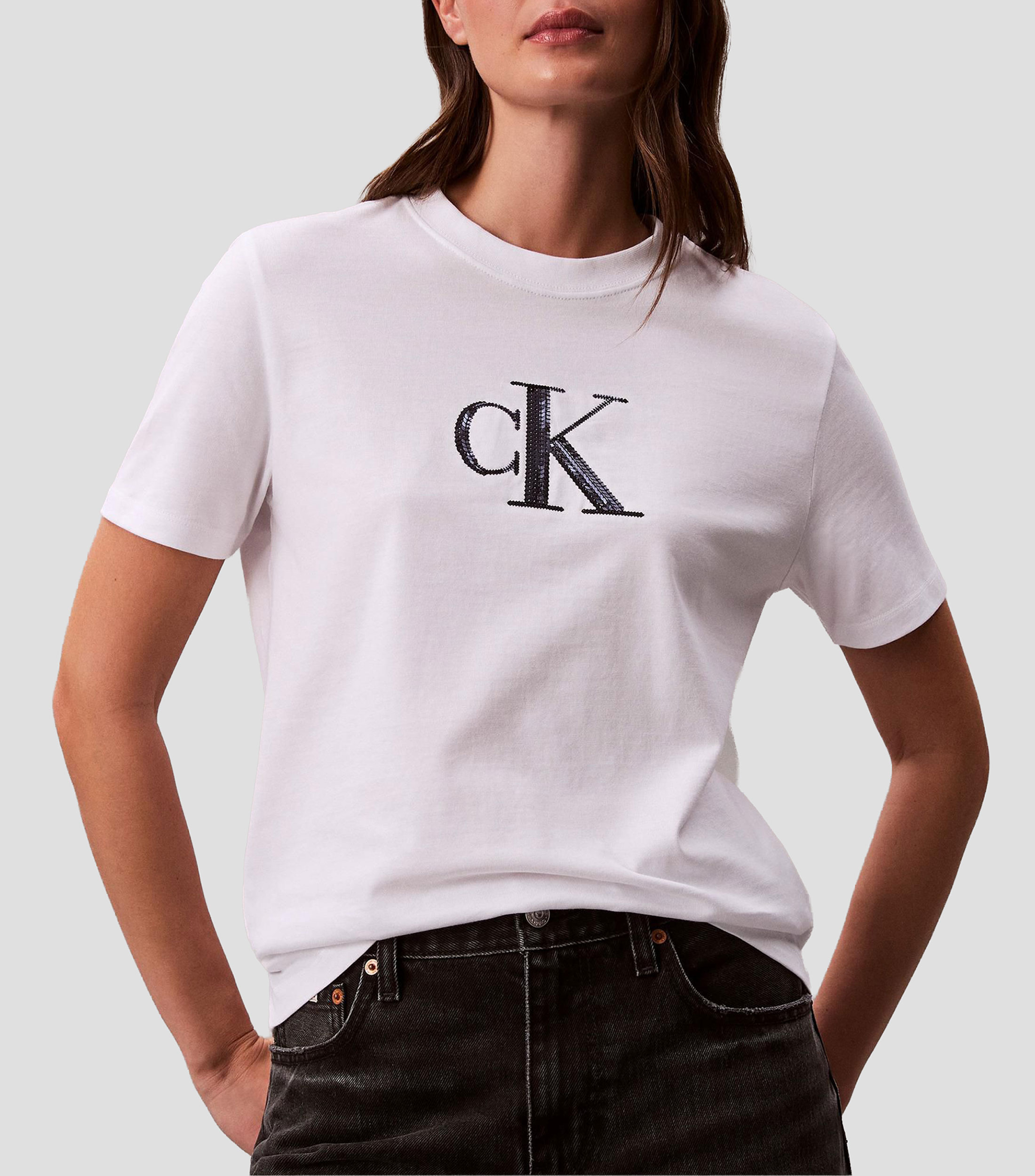 Playera cuello redondo manga corta estampada Mujer