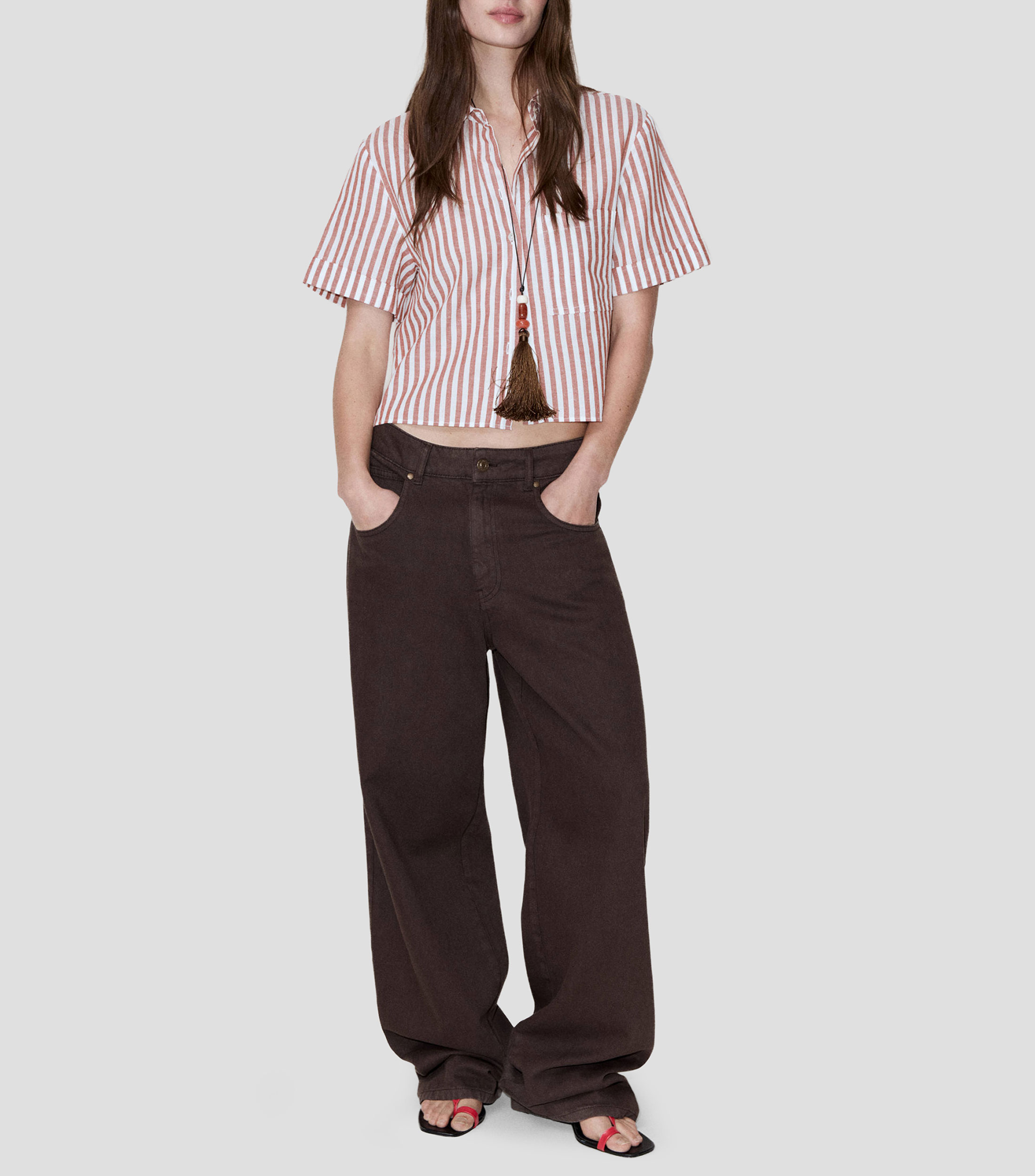 Camisa rayas manga corta Mujer