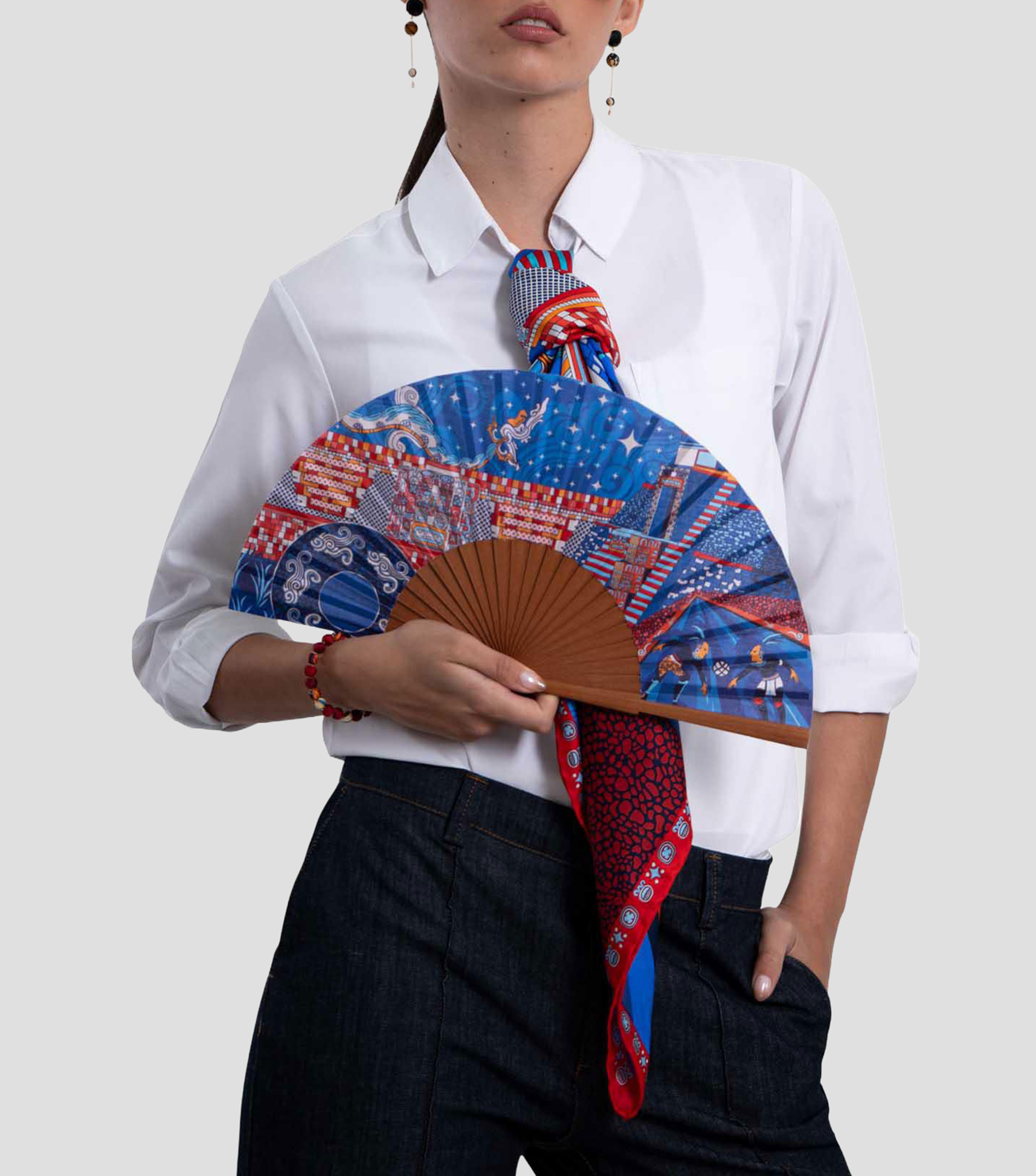 Abanico azul Estampado IIK Juego de Pelota Mujer