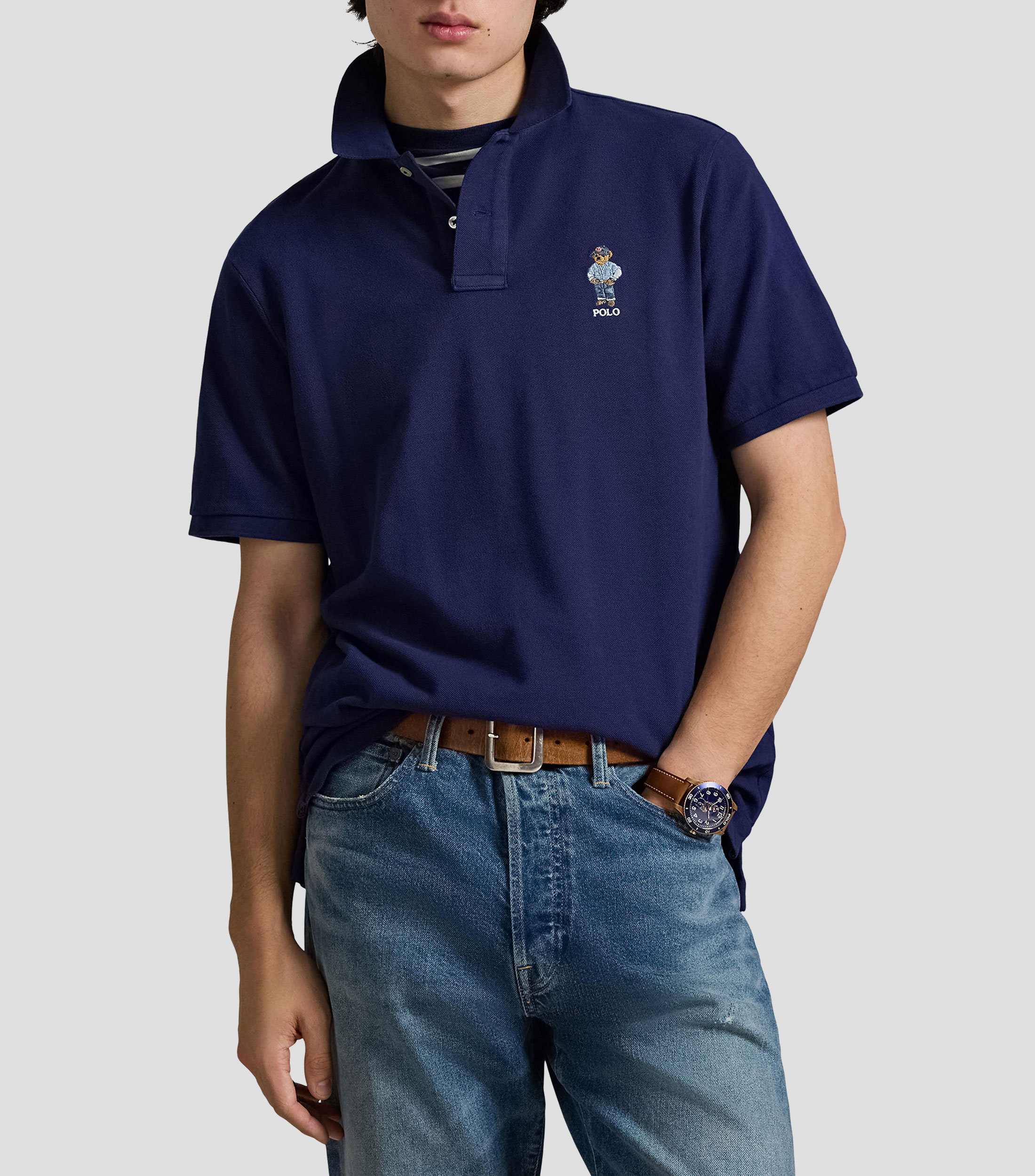 Playera tipo polo manga corta lisa Hombre