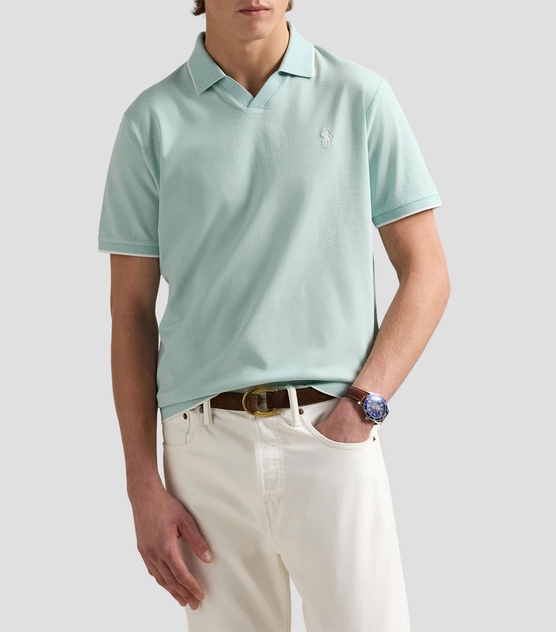Playera tipo polo manga corta lisa Hombre
