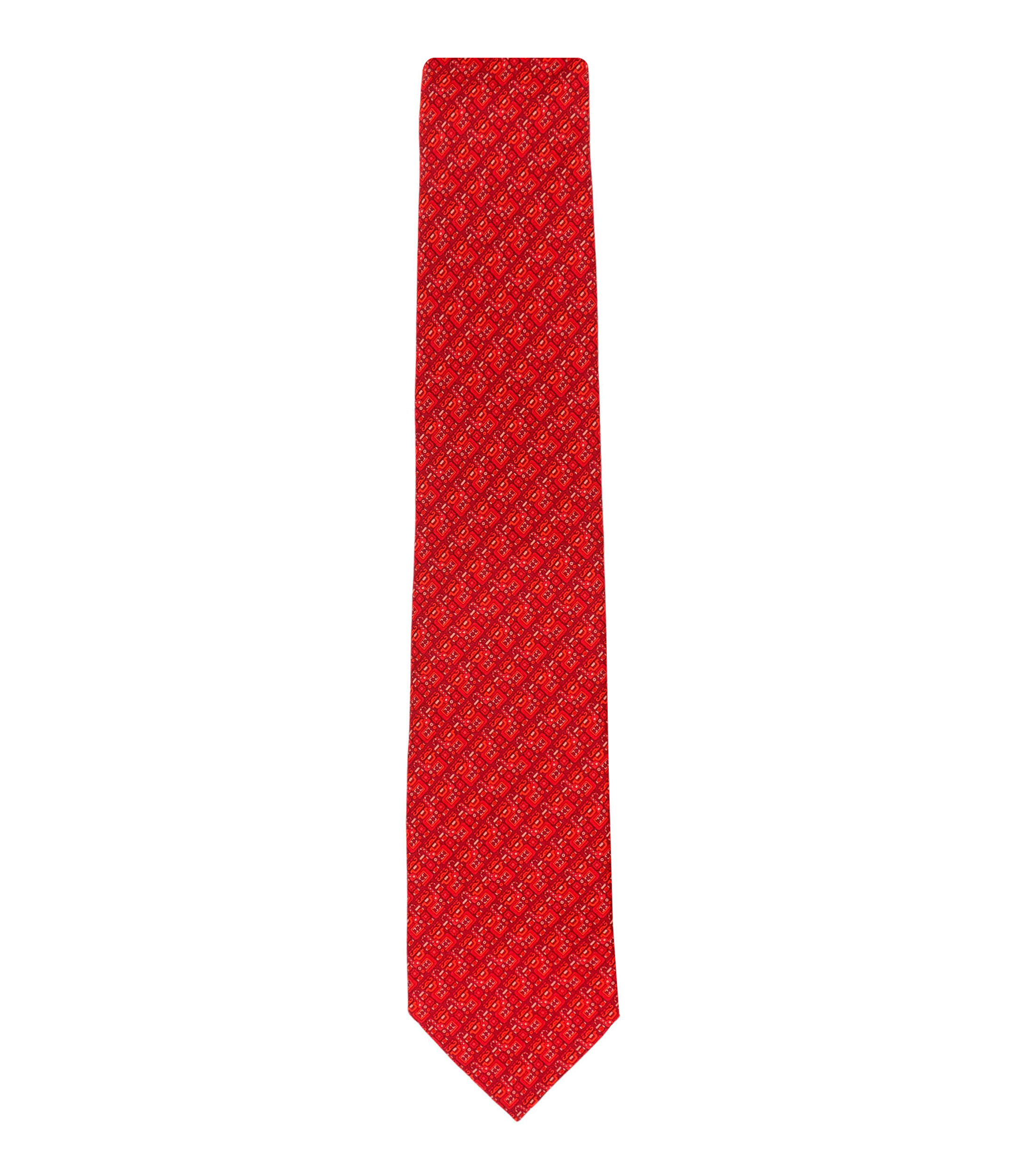 Corbata ancha de seda rojo con microdiseño
