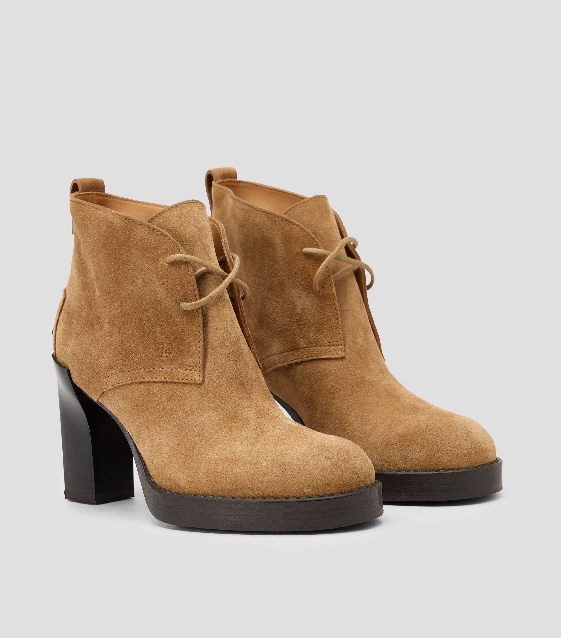 Botas vaqueras medias en piel con tacón alto ancho Mujer