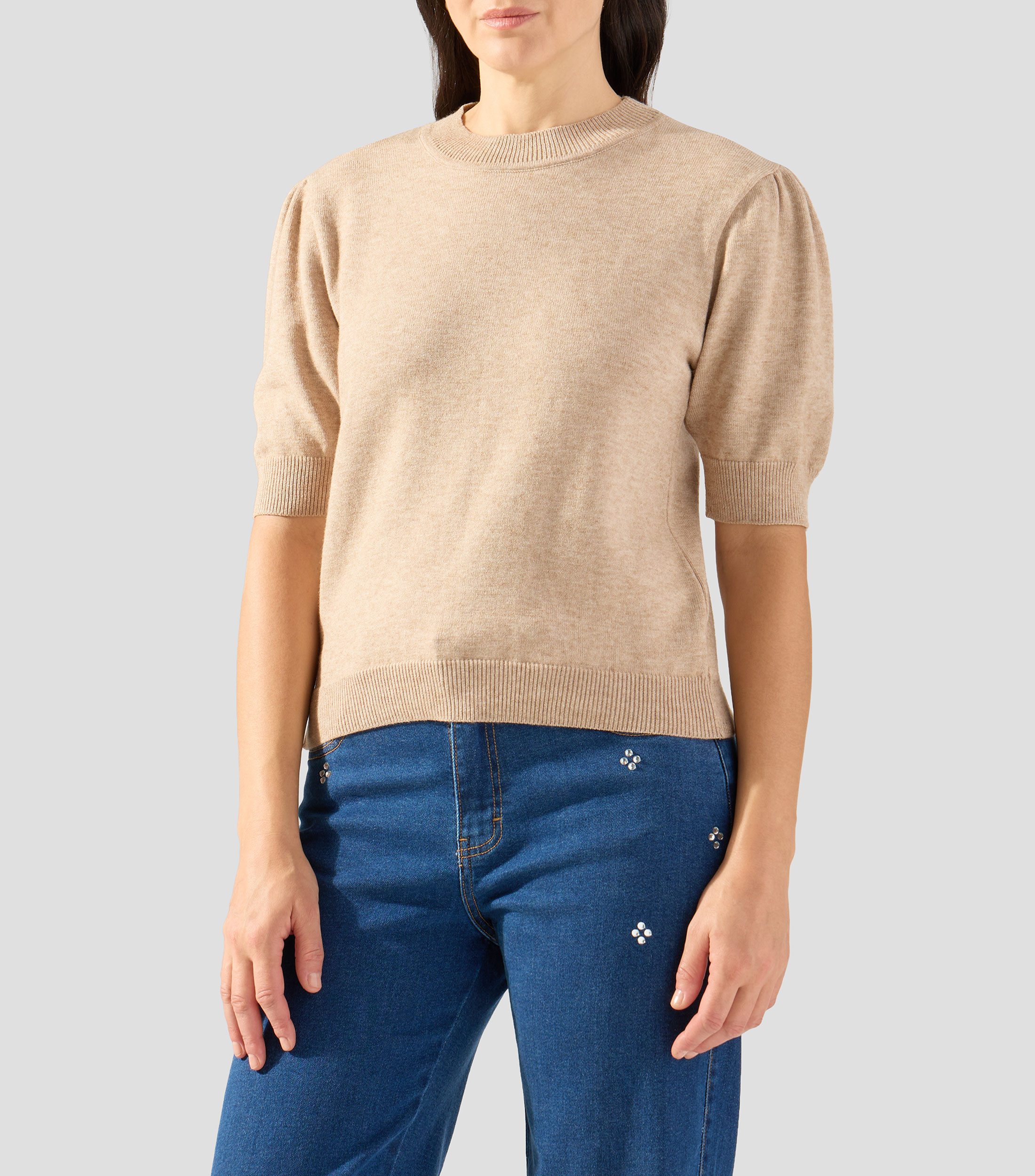 Blusa lisa manga corta Mujer
