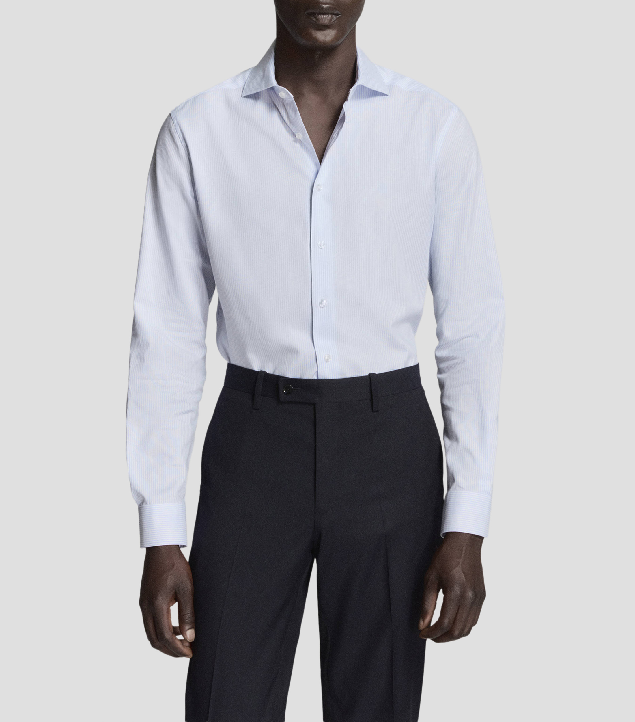 Camisa con rayas manga larga Hombre