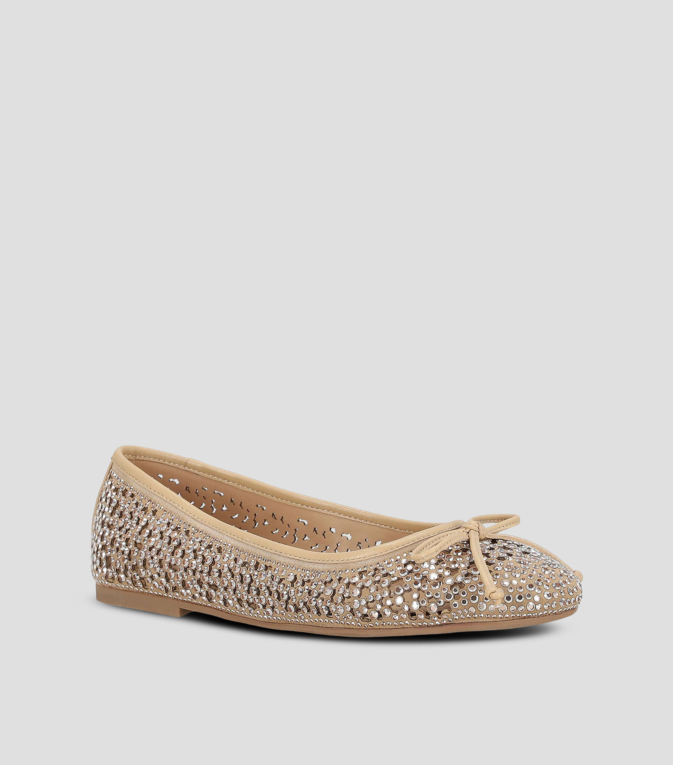 Flats en piel media luna con pedrería Mujer