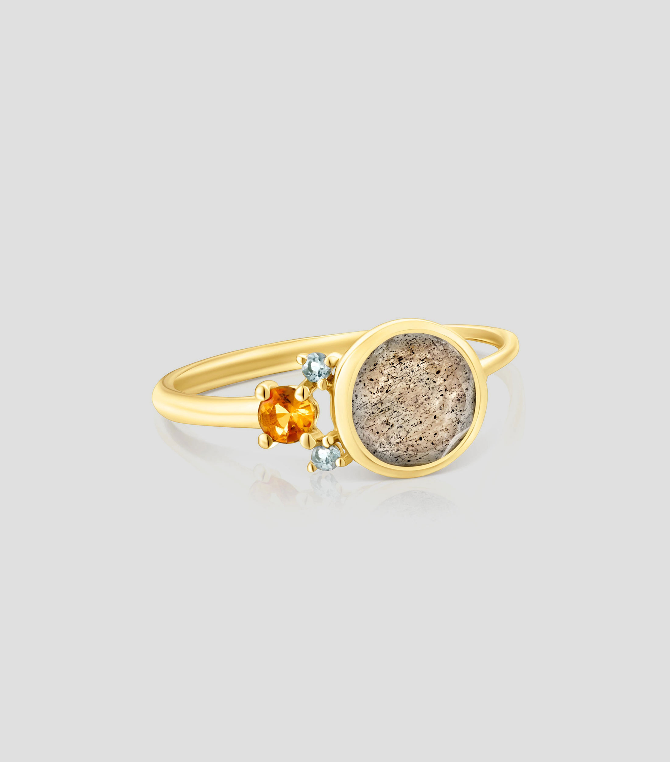 Anillo en oro de 18 kilates con labradorita, zafiro y topacio Virtual Garden Mujer