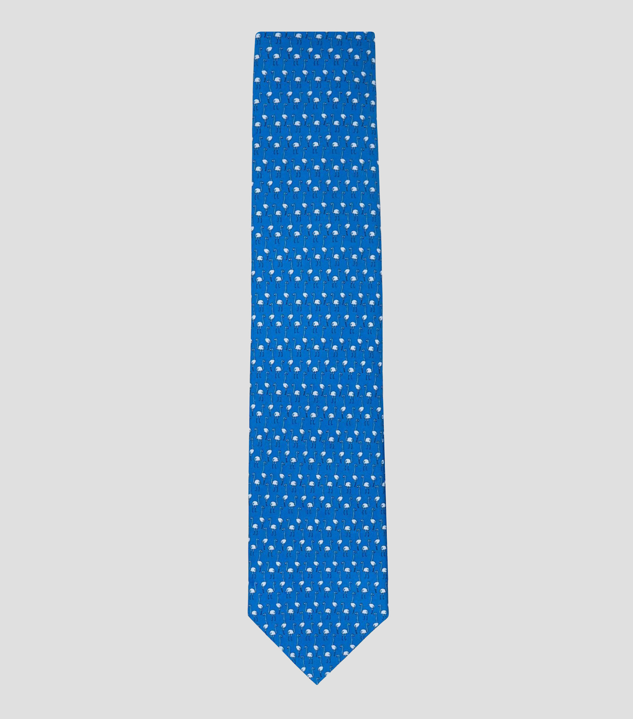 Corbata ancha de seda azul estampado Flamenco