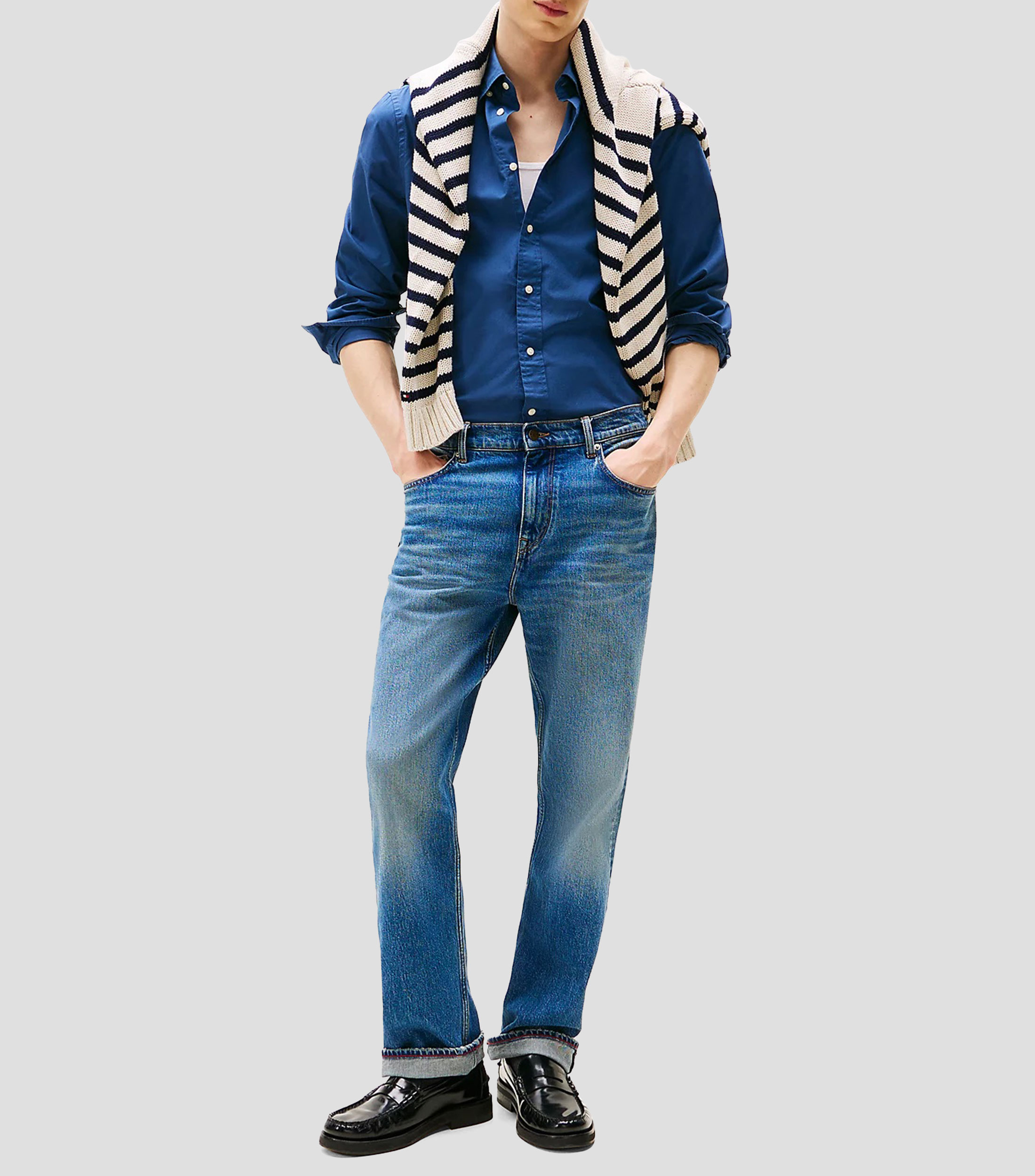 Camisa lisa manga larga Hombre