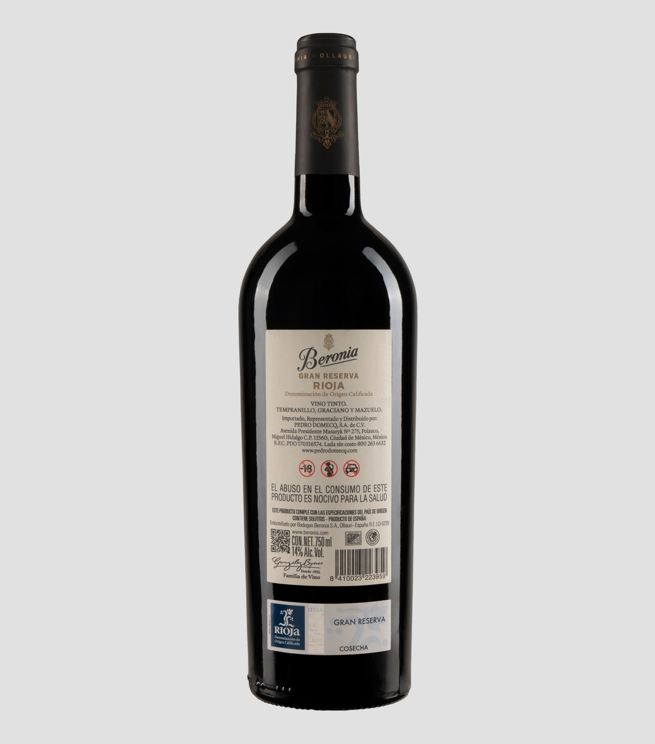 Vino Tinto Tempranillo Gran Reserva, 750 ml