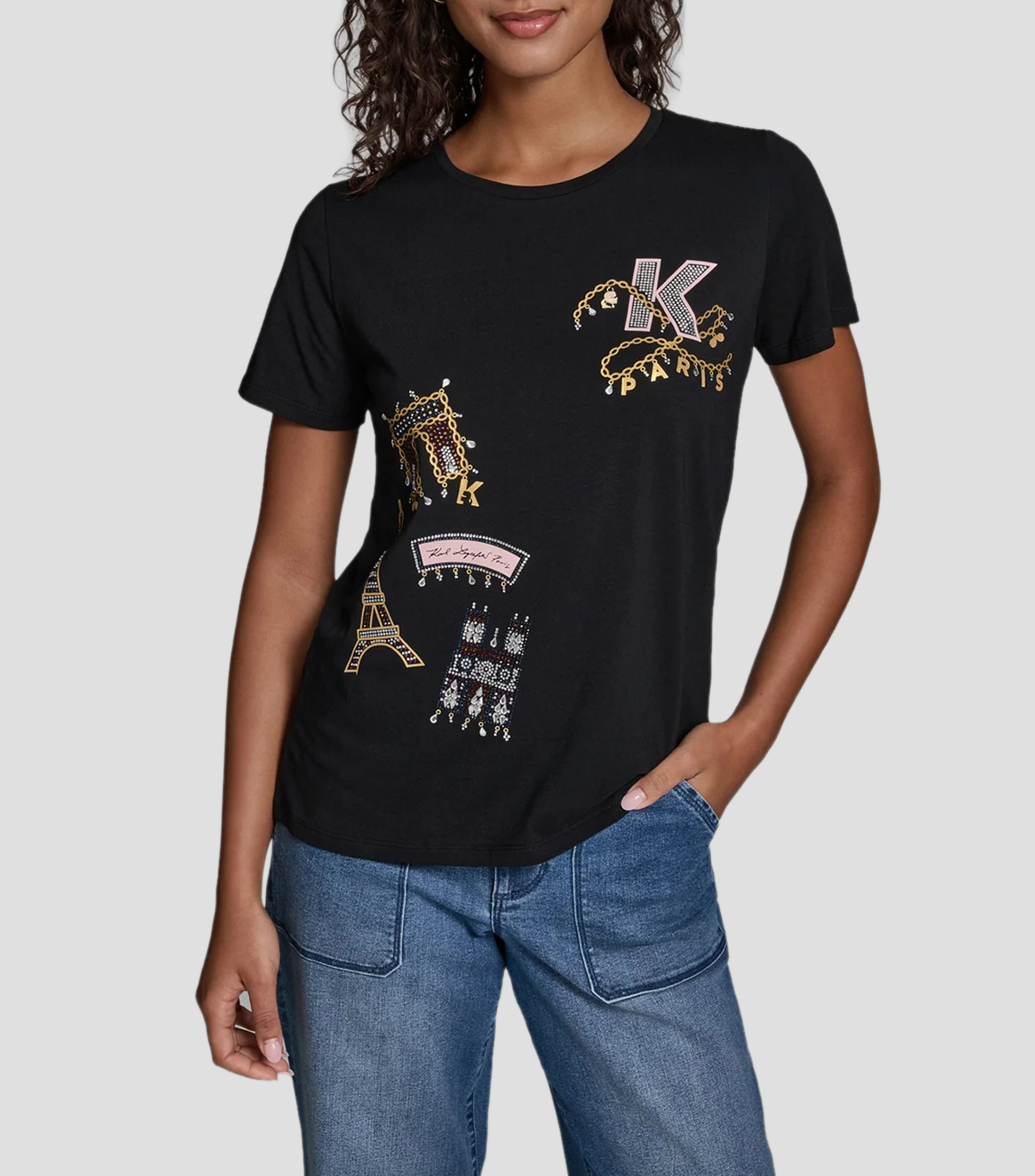 Playera cuello redondo manga corta Estampada Mujer