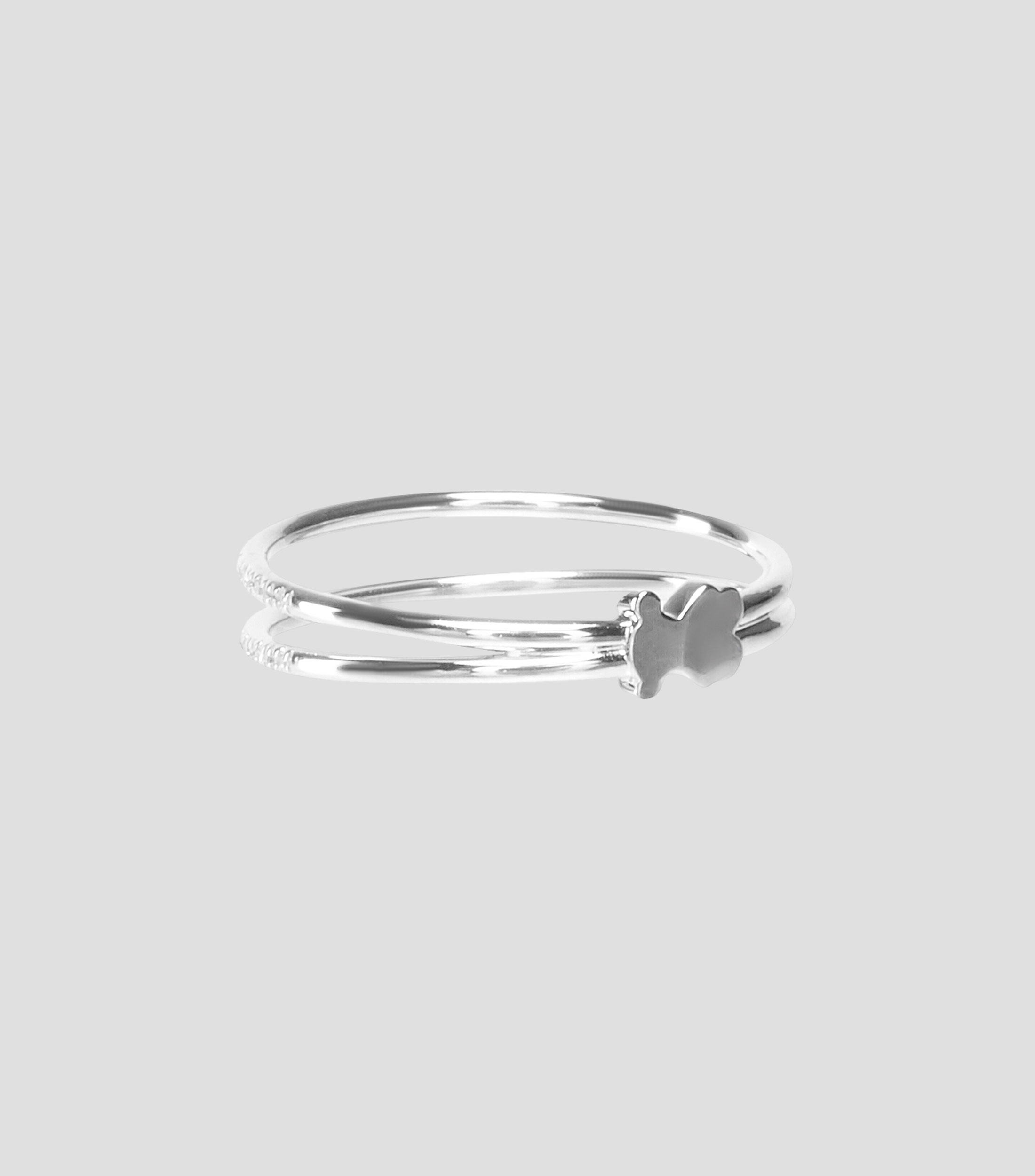 Anillo en oro blanco de 18 Kilates con oso Mujer Talla: 7