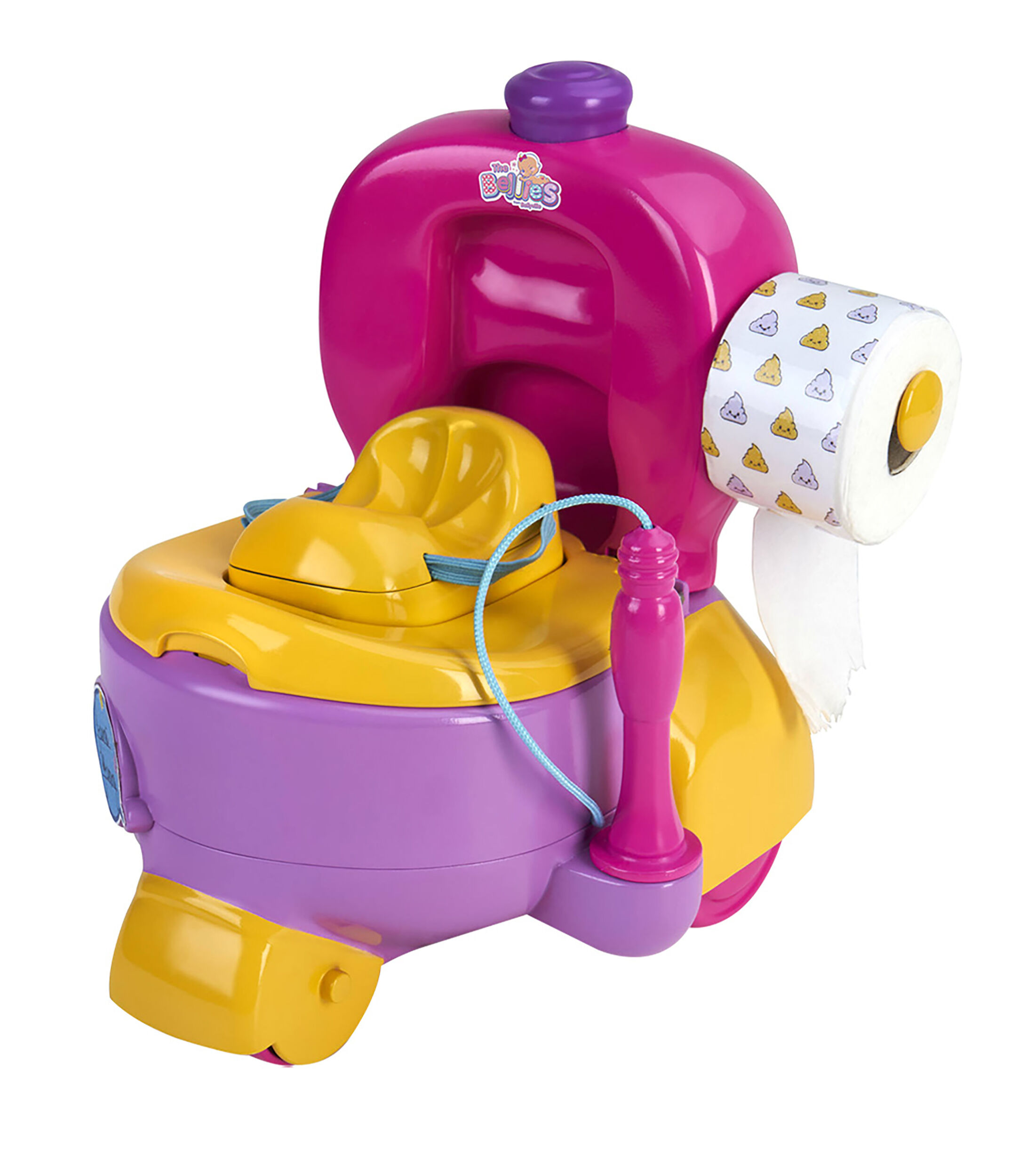 The Bellies Potty Car – Accesorio Con Sonidos Y Sorpresas Para Muñecos Bellies Y Mini Bellies, Incluye Escobilla, Pegatinas Y Papel Higiénico, Juego Divertido Para Niños +3 Años (Famosa)