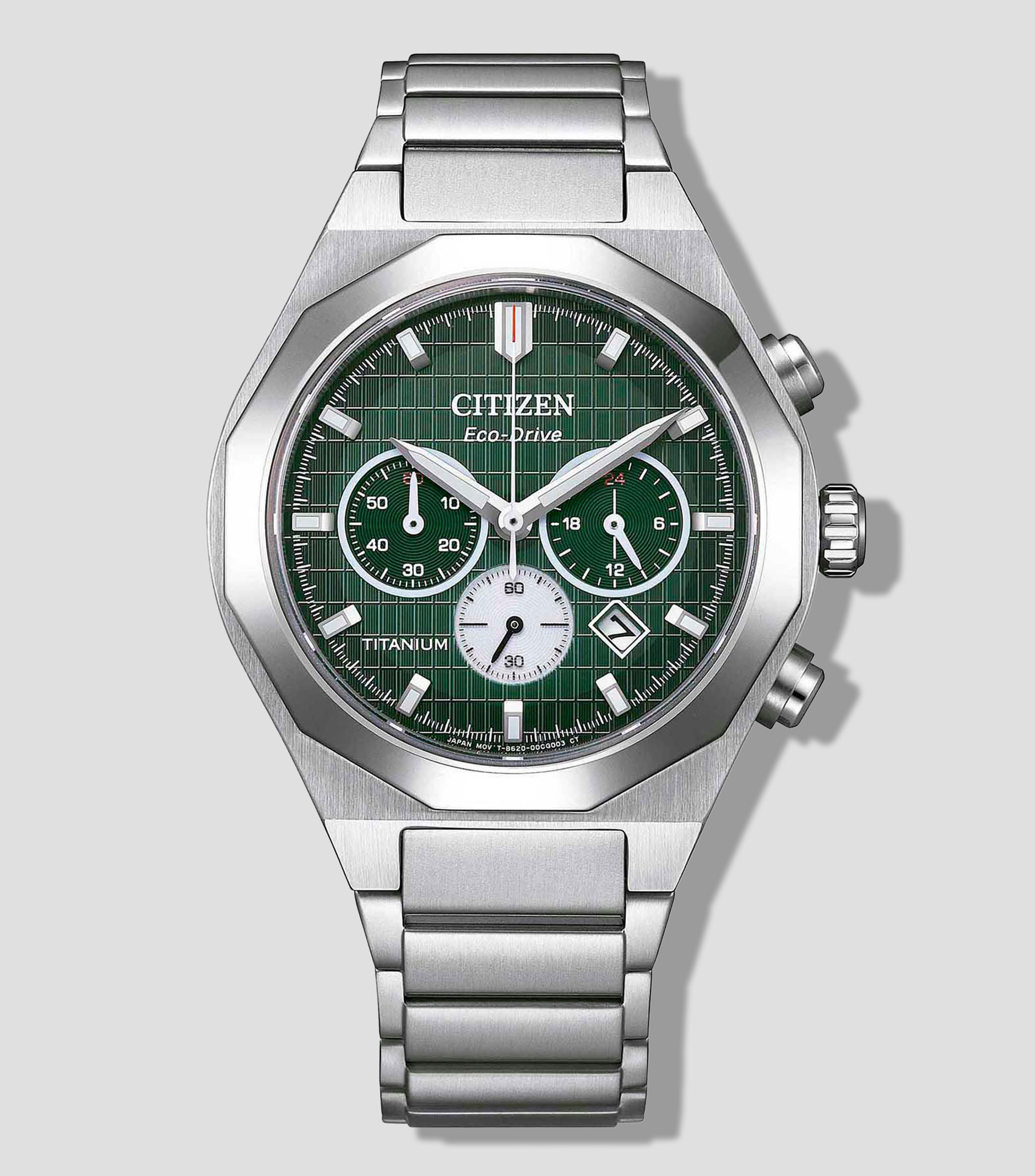 Reloj para Hombre Zenshin Senkei Super Titanium casual plateado, verde