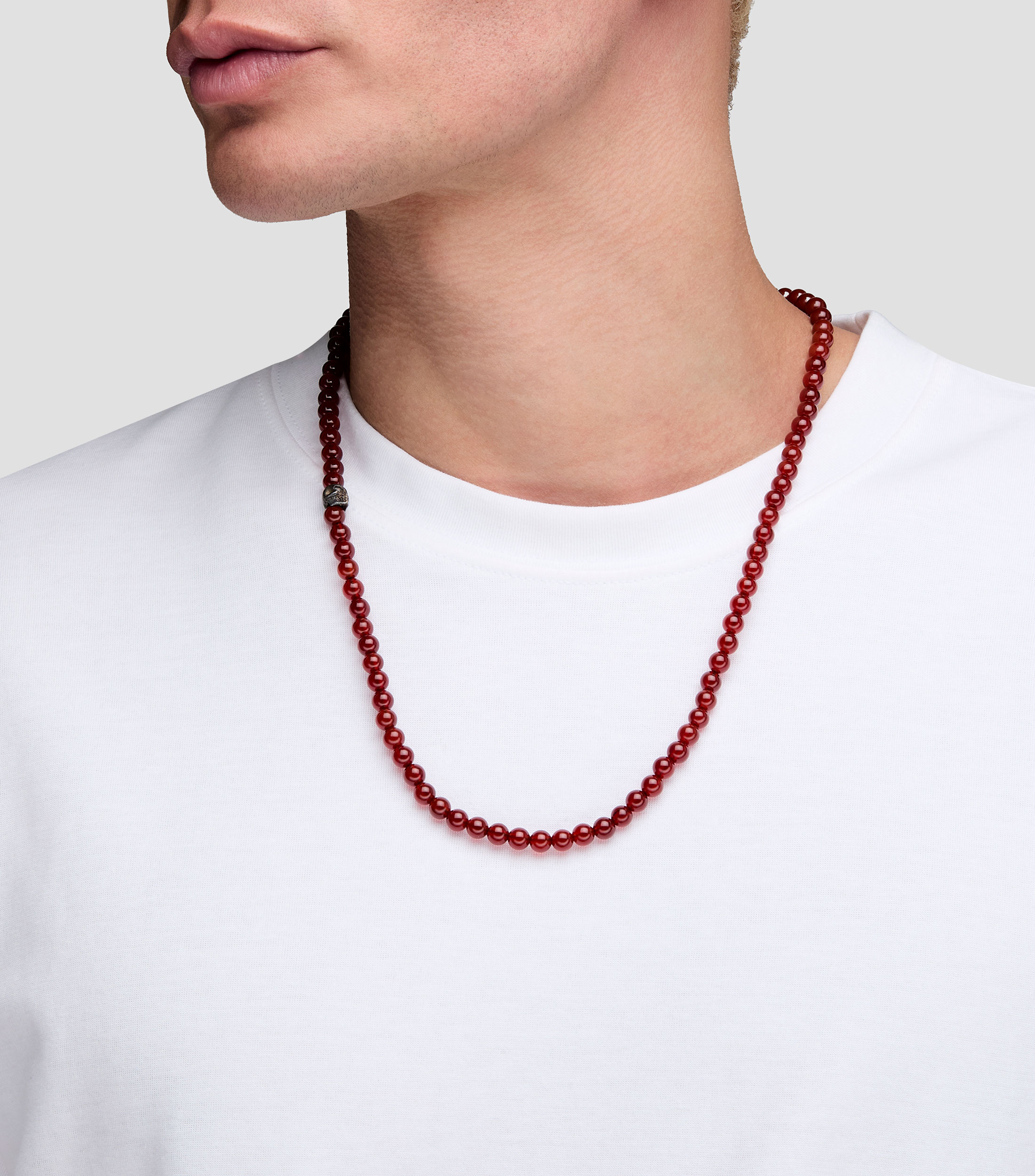 Collar con cornalinas rojas Hombre