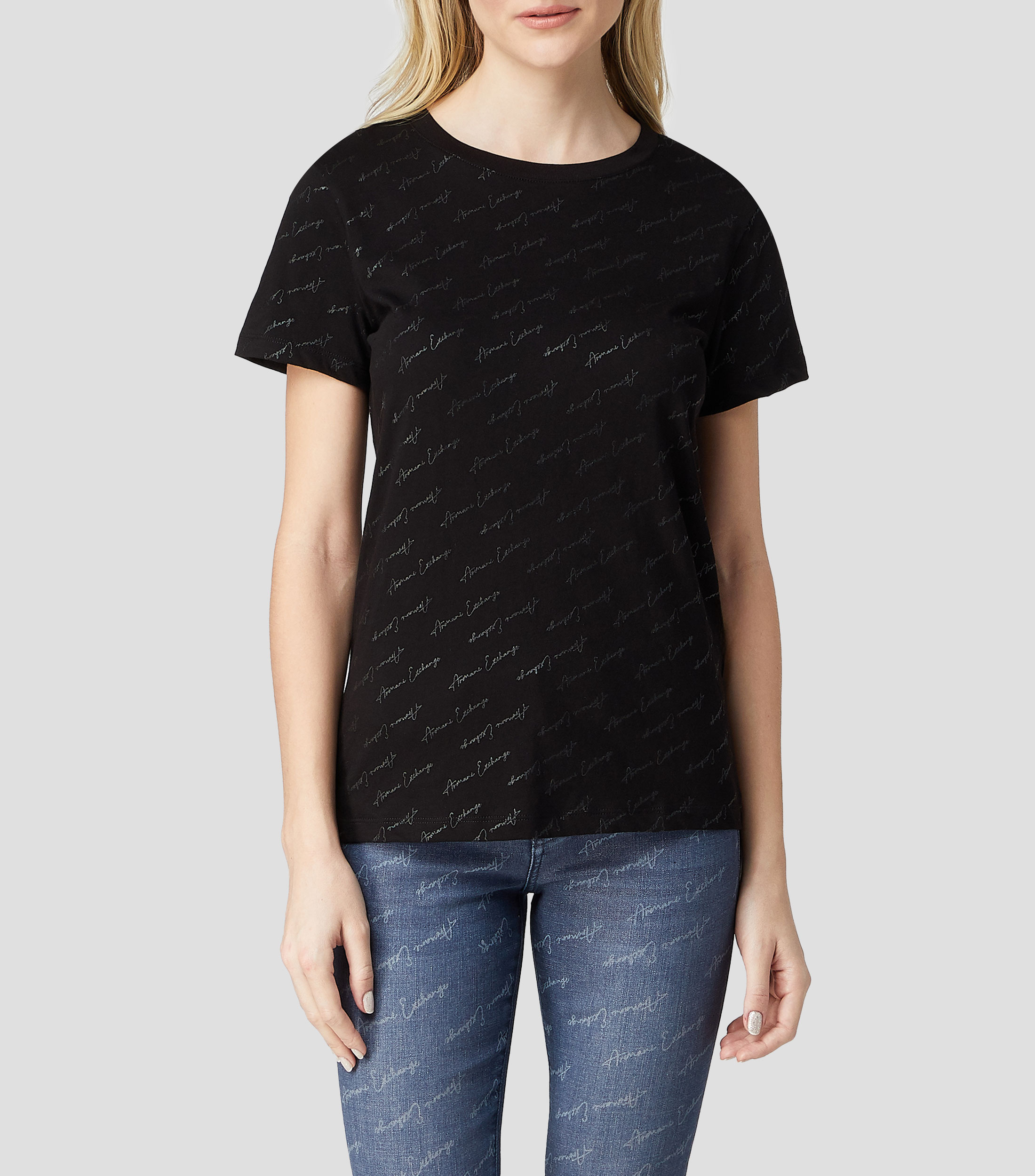 Playera cuello redondo manga corta estampada Mujer