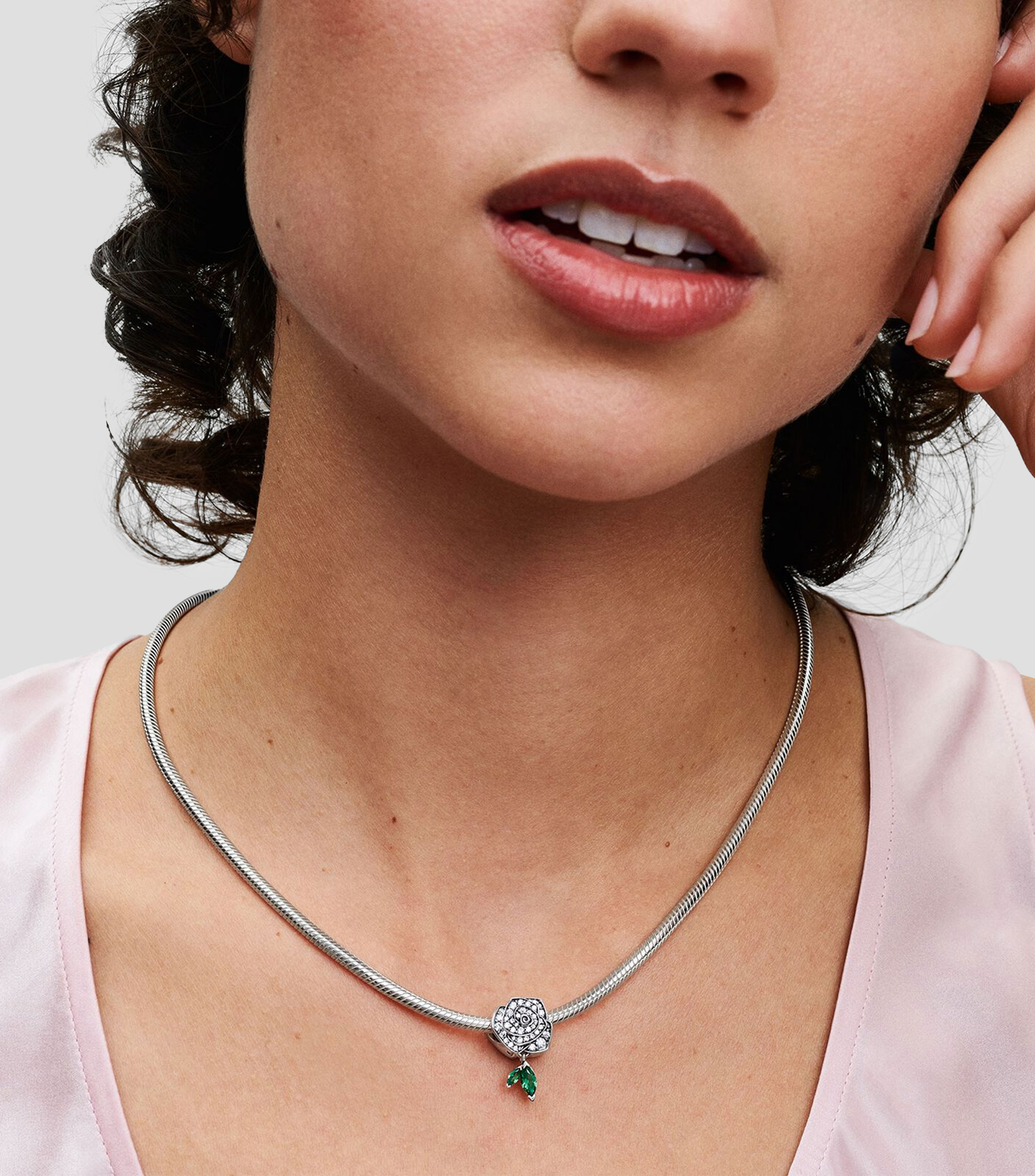 Charm en Plata .925 Rosa Floreciendo Brillante Mujer