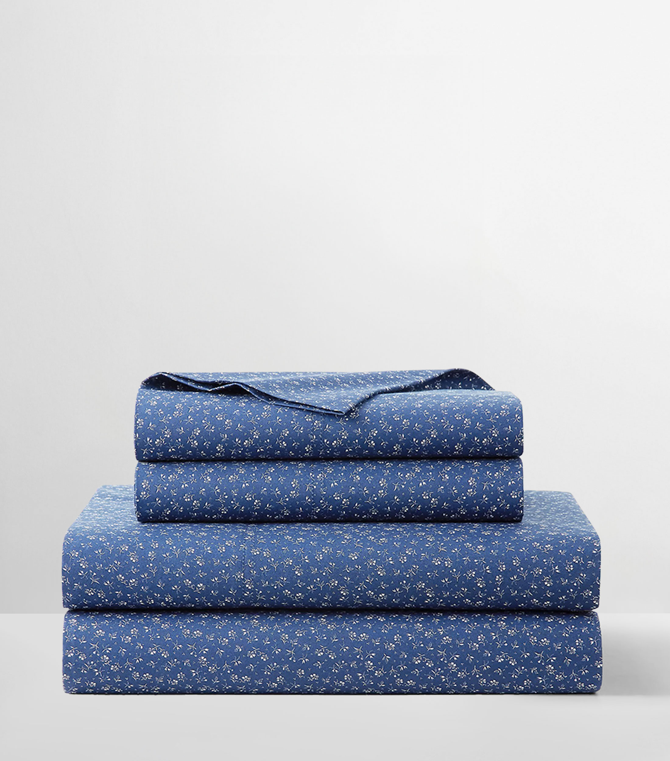 Sábana de cajón matrimonial en algodón Cate azul índigo