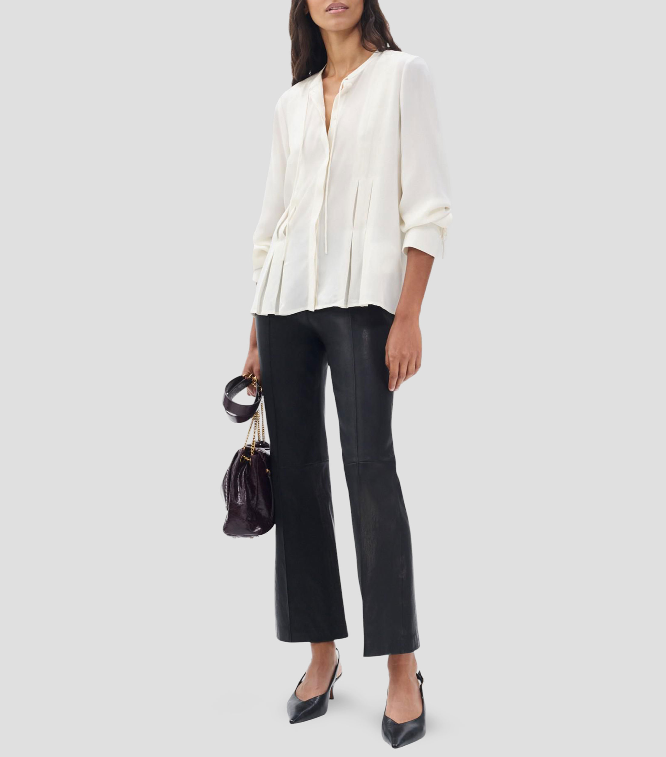 Blusa lisa con manga larga Mujer