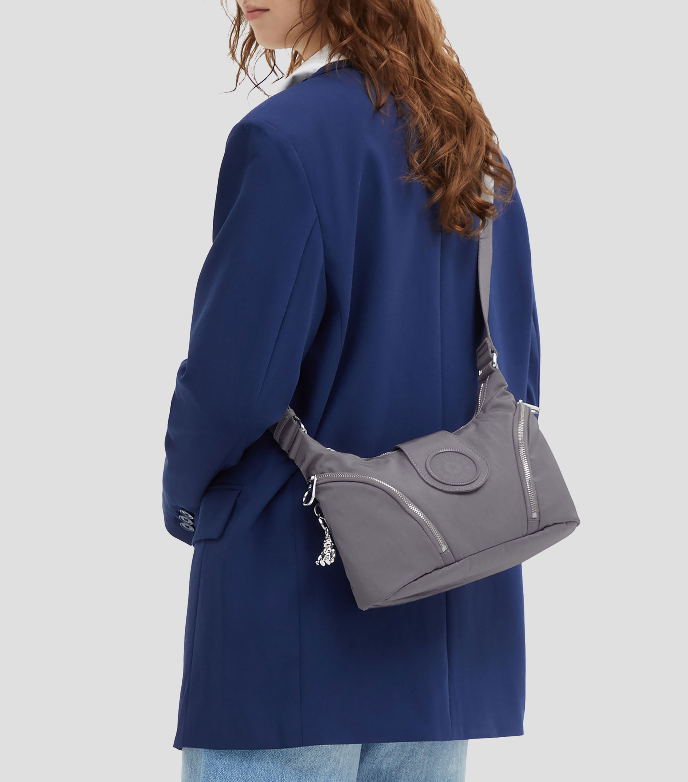Bolsa crossbody gris Sera lisa Mujer