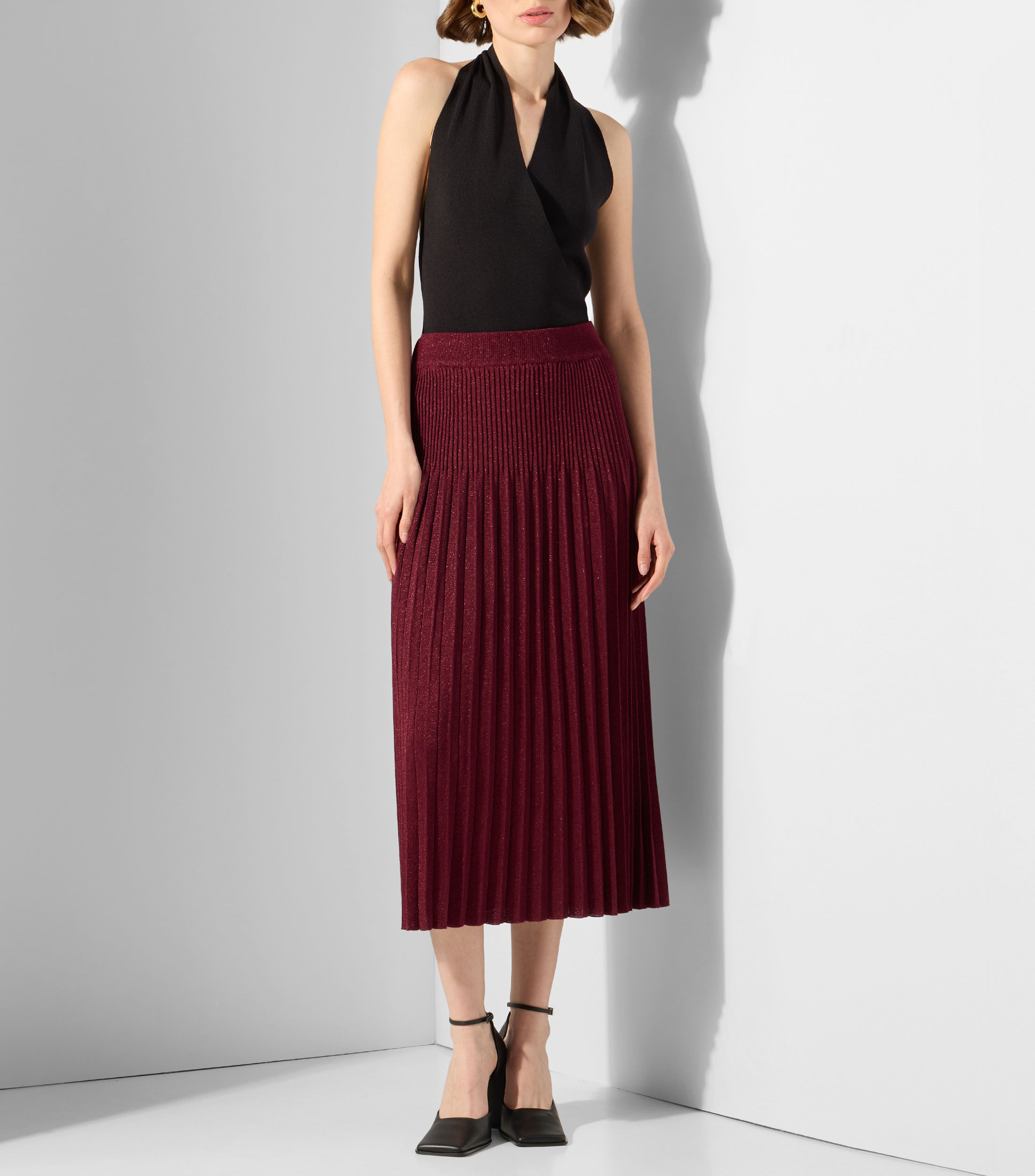 Falda midi de corte A lisa Mujer