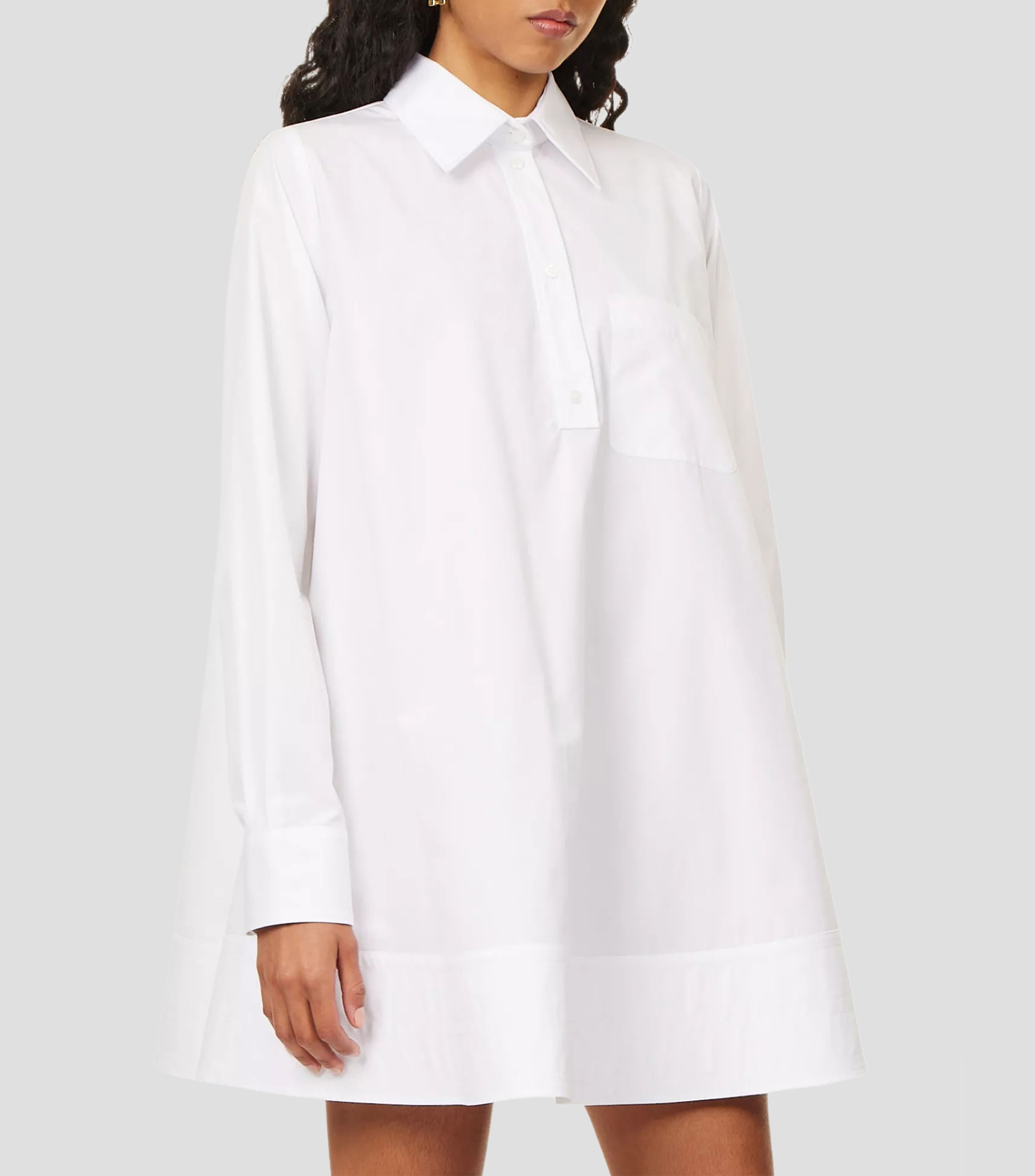 Vestido camisero mini con manga larga liso Mujer