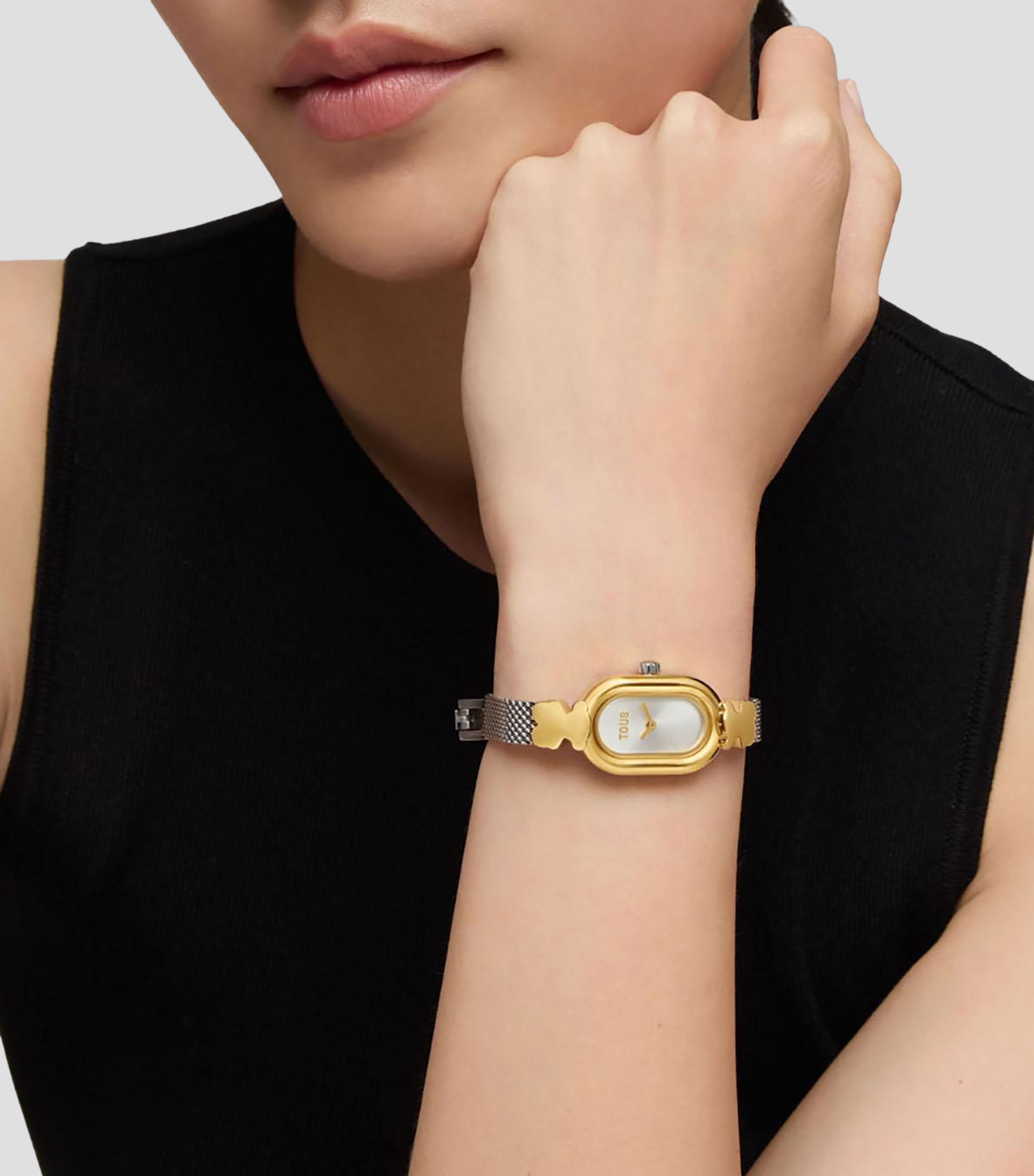 Reloj para Mujer Oval Icon Casual Plateado, Dorado