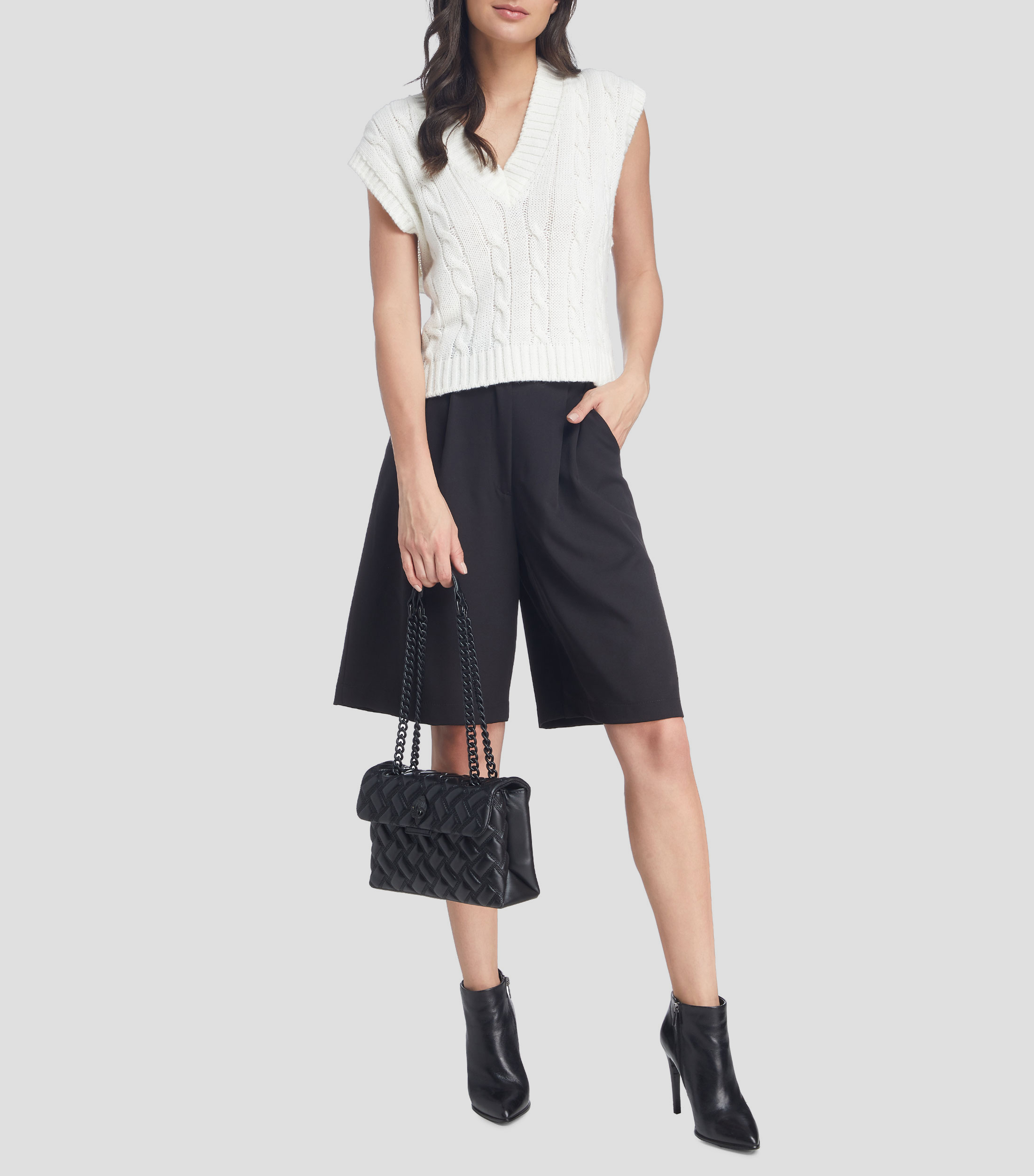 Bolsa tote negro en piel Kensington capitonada Mujer
