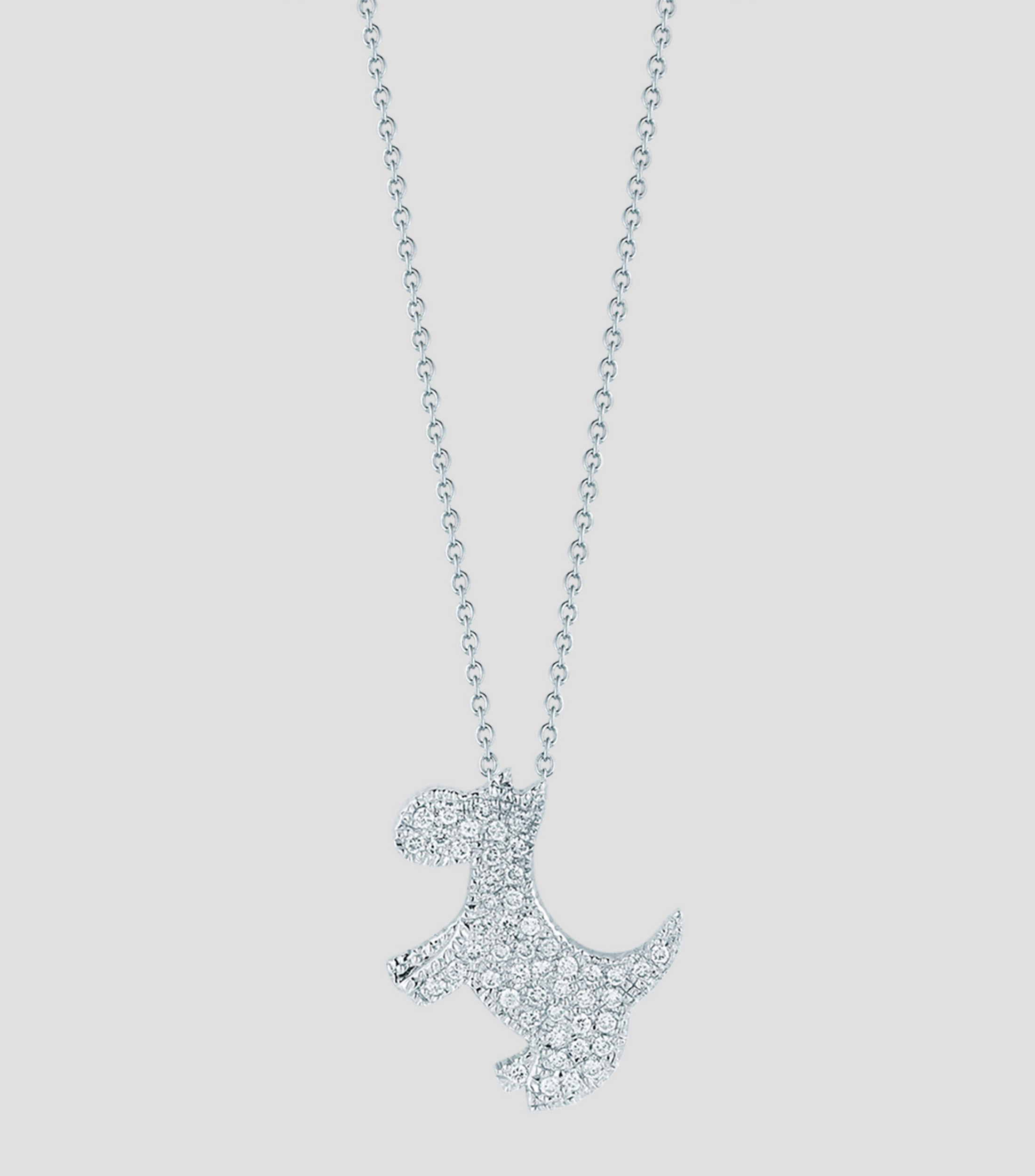 Collar perrito en oro blanco de 18 Kilates Scottie Dog Mujer