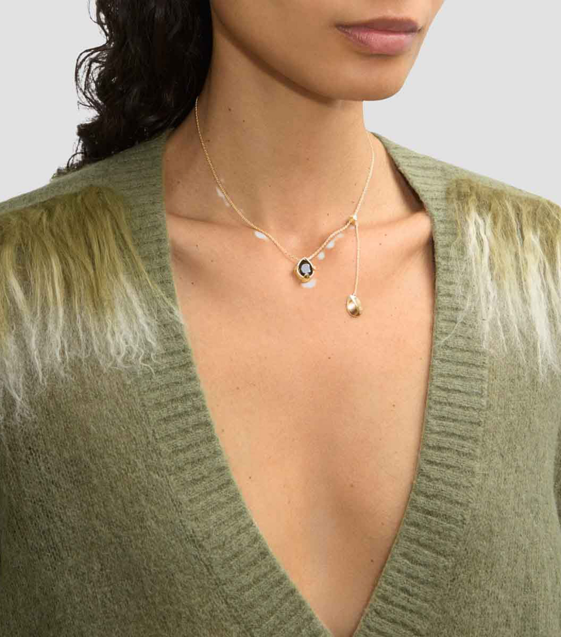Collar en plata Colgante Shield con ónix Mujer