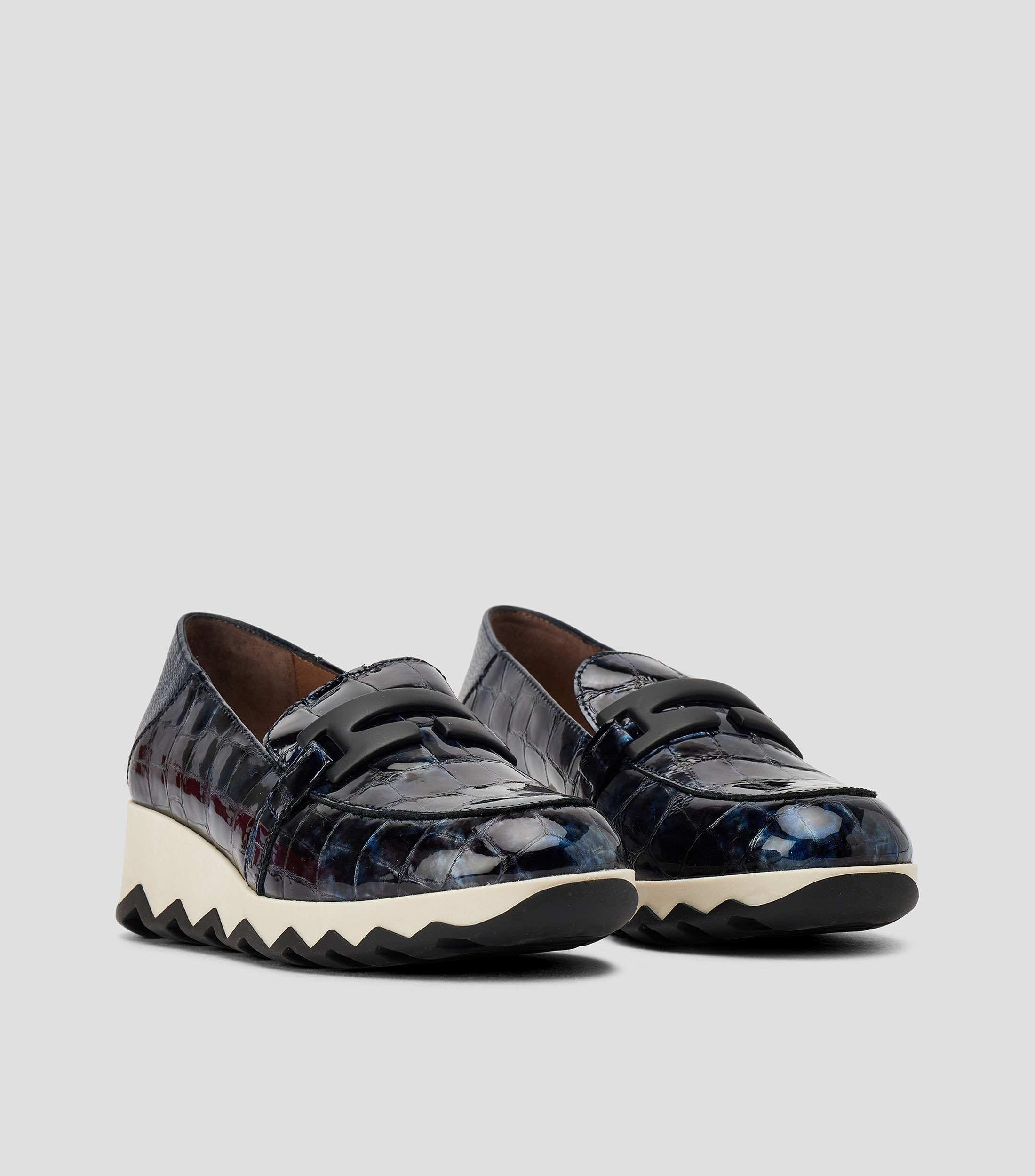 Mocasines de tacón alto ancho en piel animalskin Mujer