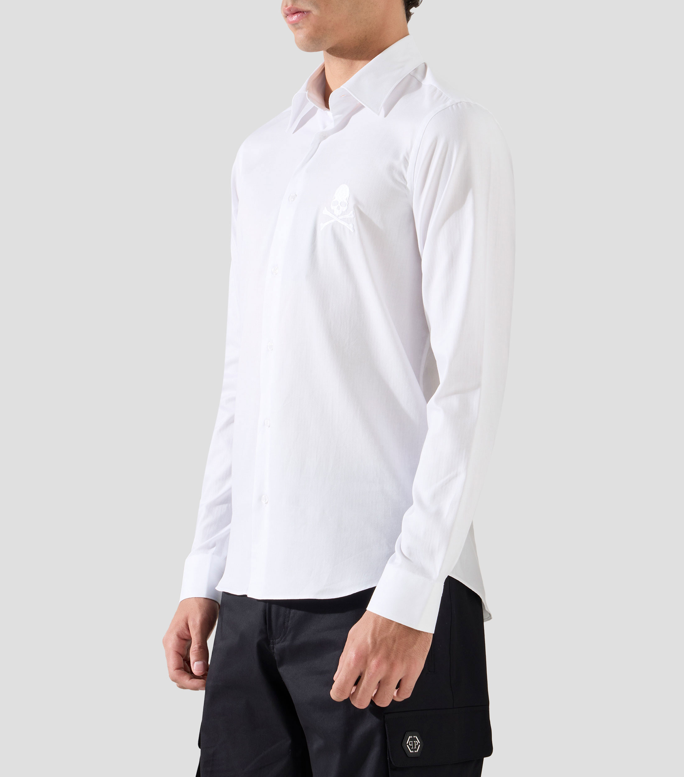 Camisa lisa con manga larga Hombre