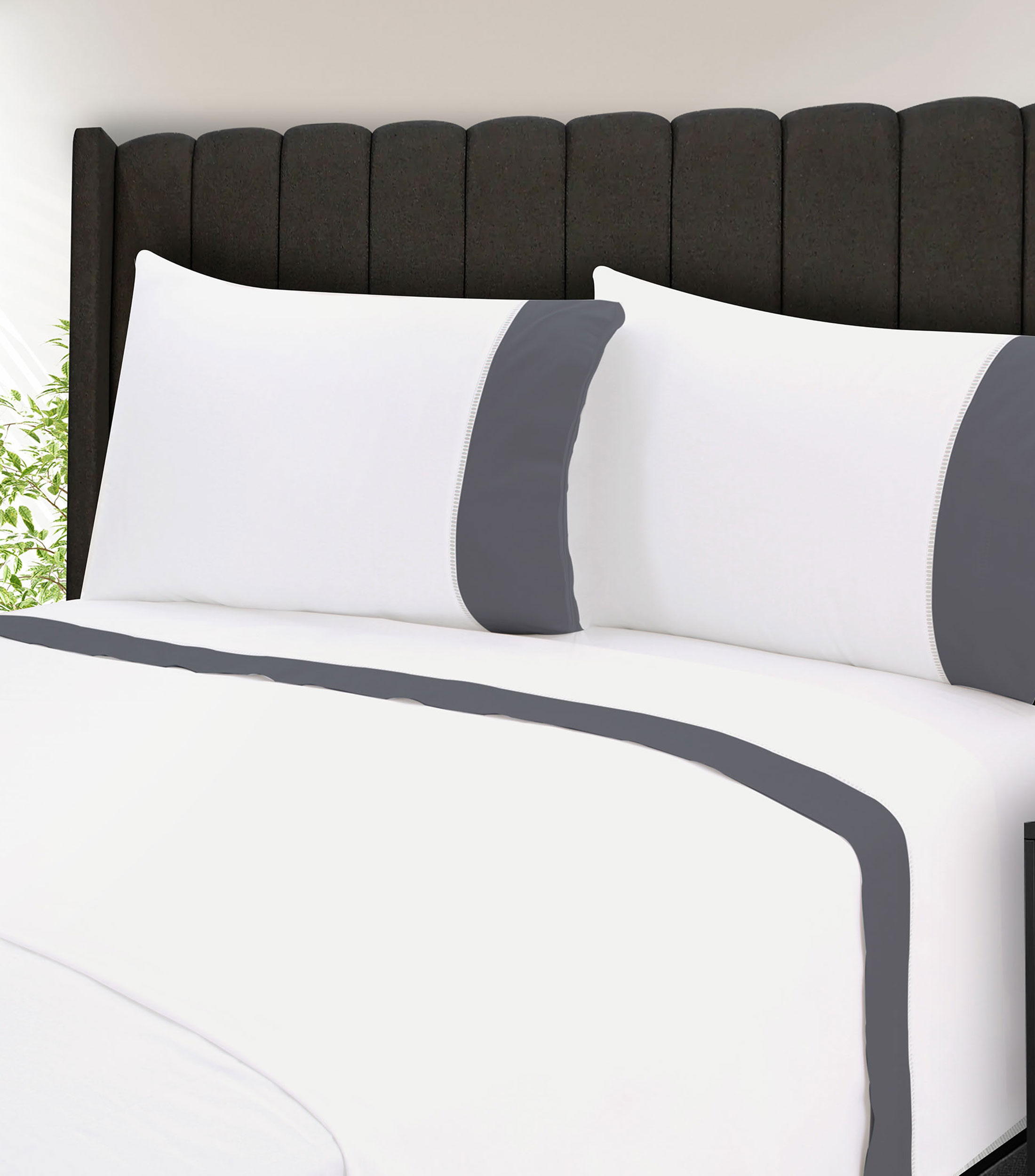 Juego de Sabanas Queen Size en Algodon Sasari Gris Oxford
