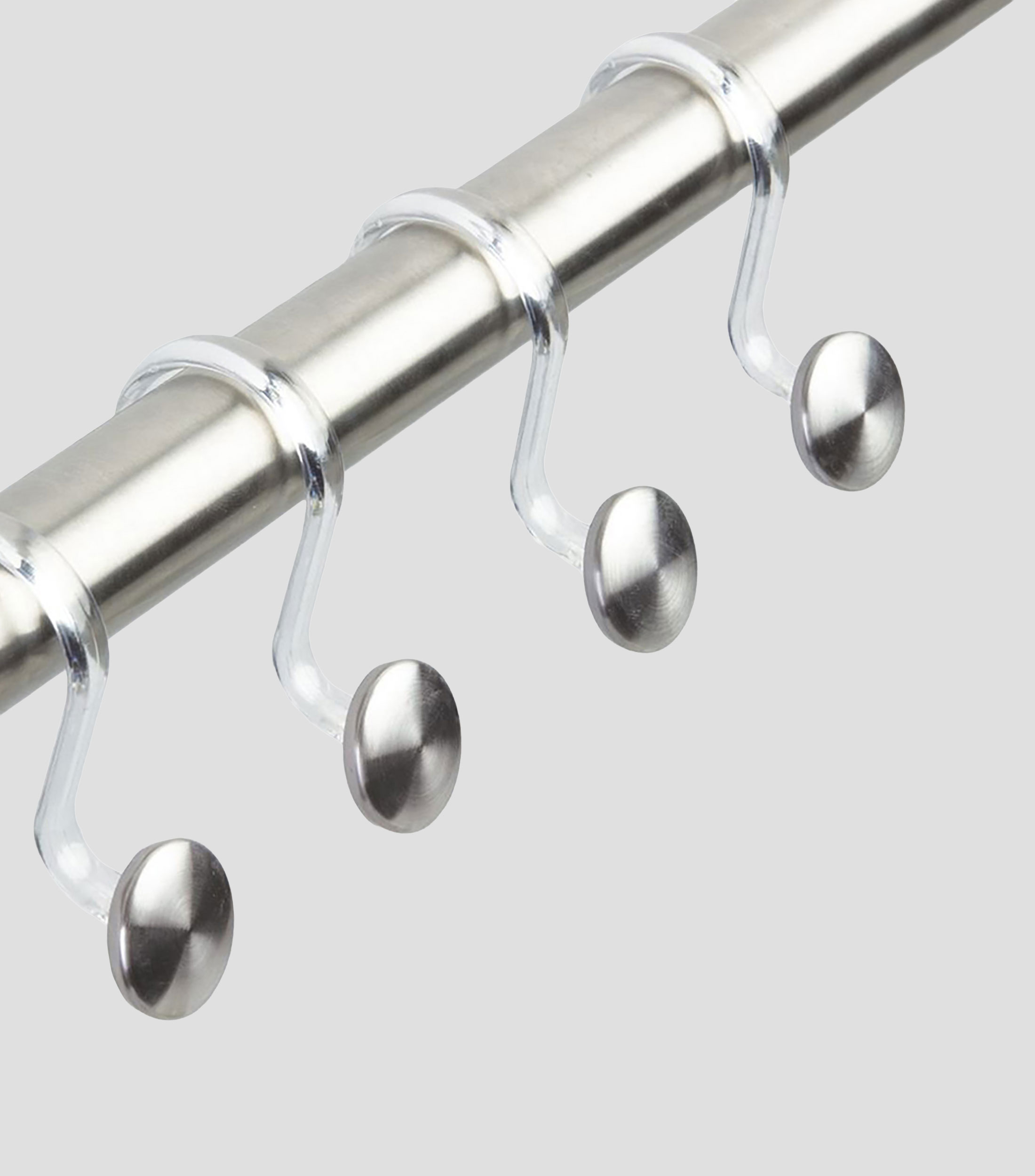 Set de Ganchos para Cortina de baño Forma 12 piezas en acero inoxidable