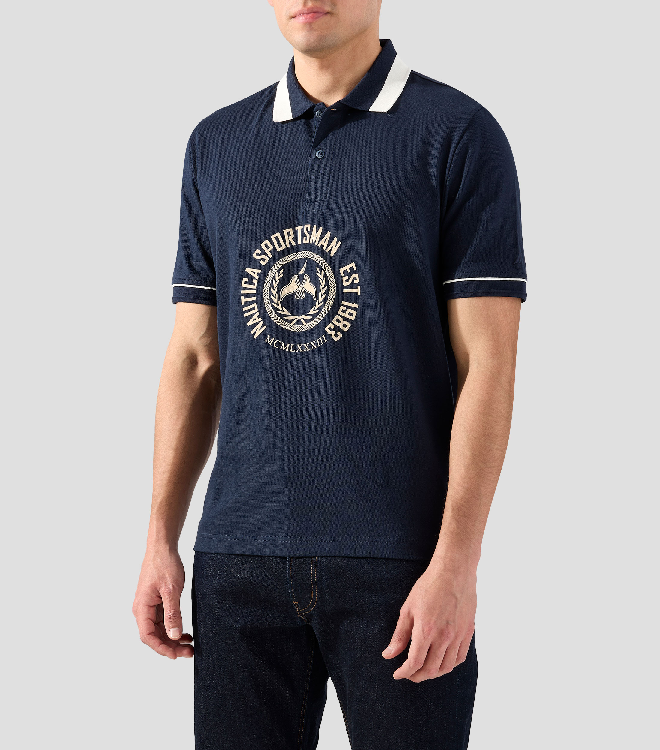 Playera tipo polo manga corta estampada Hombre