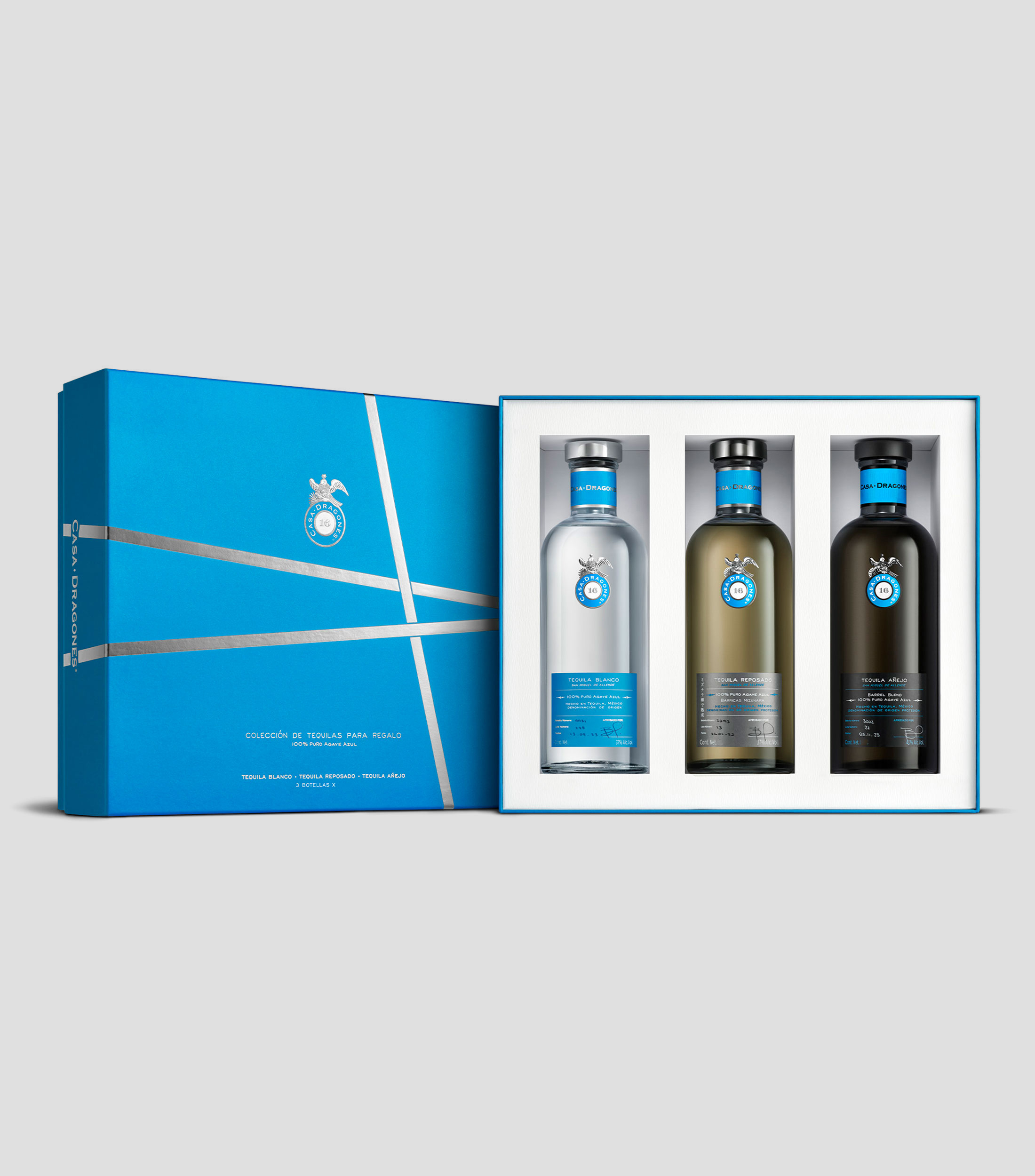 Tequila Casa Dragones Family Pack Blanco, Anejo y Reposado de 375 ml