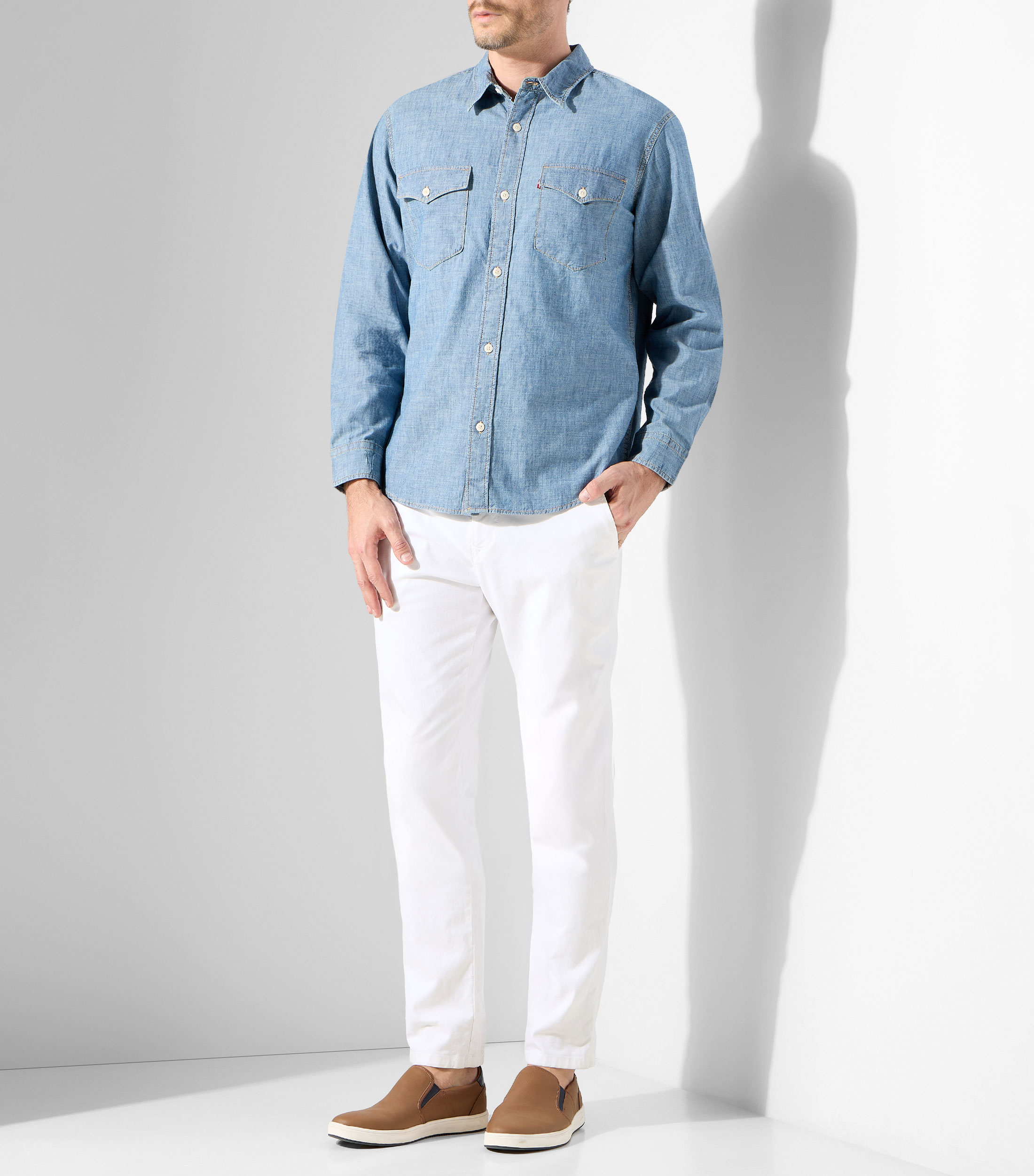 Camisa deslavada manga larga Hombre