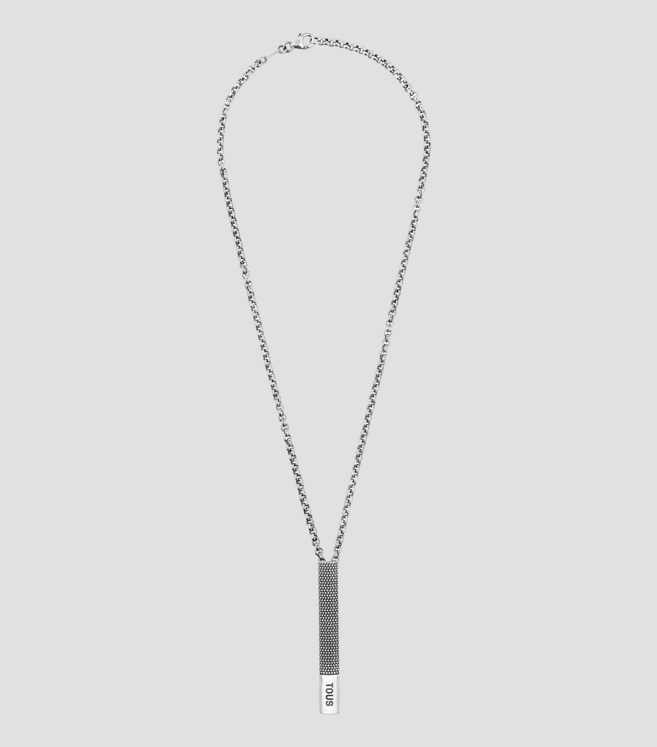 Collar en plata con pisacorbata Hombre