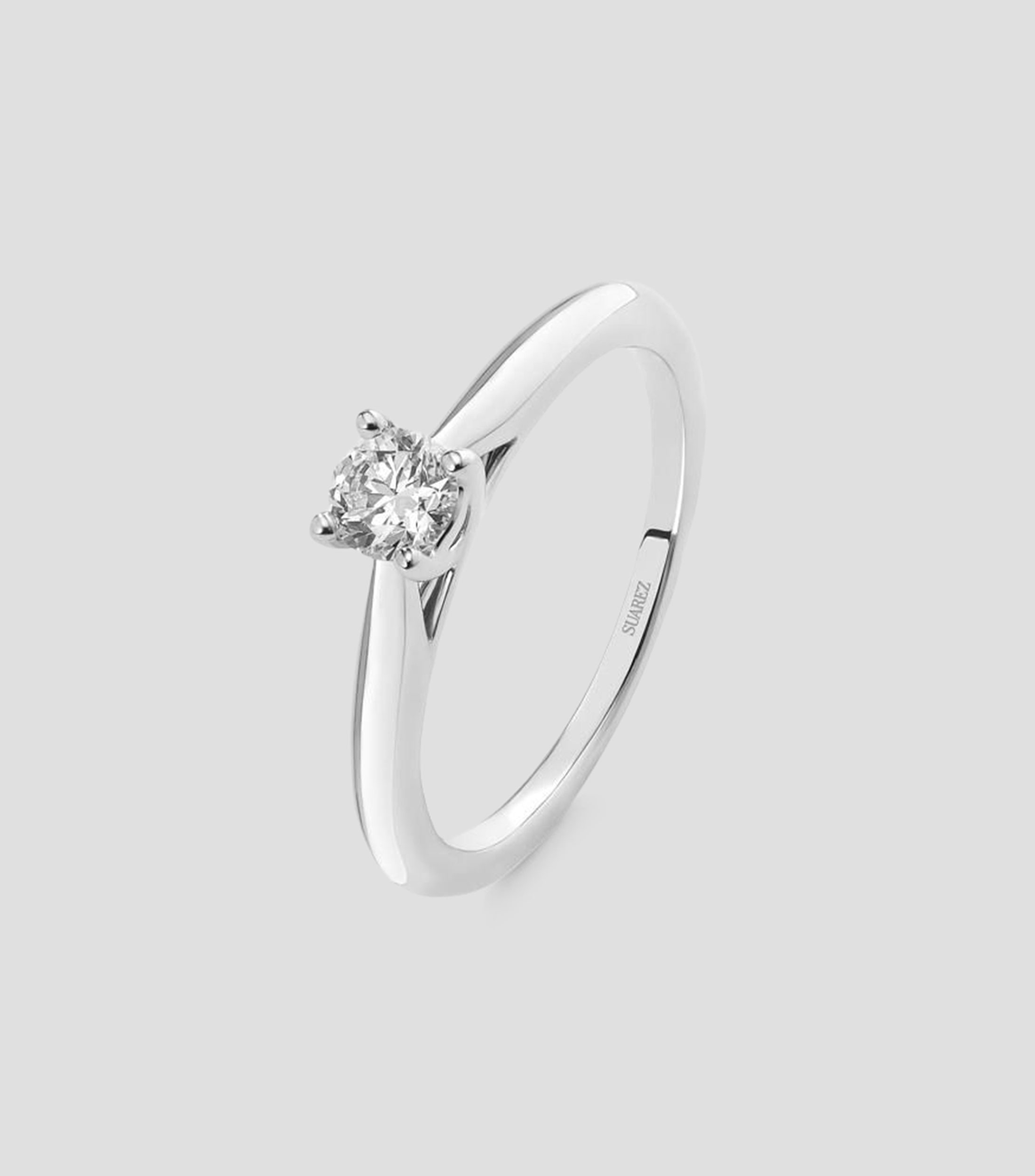 Anillo solitario en Oro blanco de 18 Kilates Compromiso con diamante Mujer