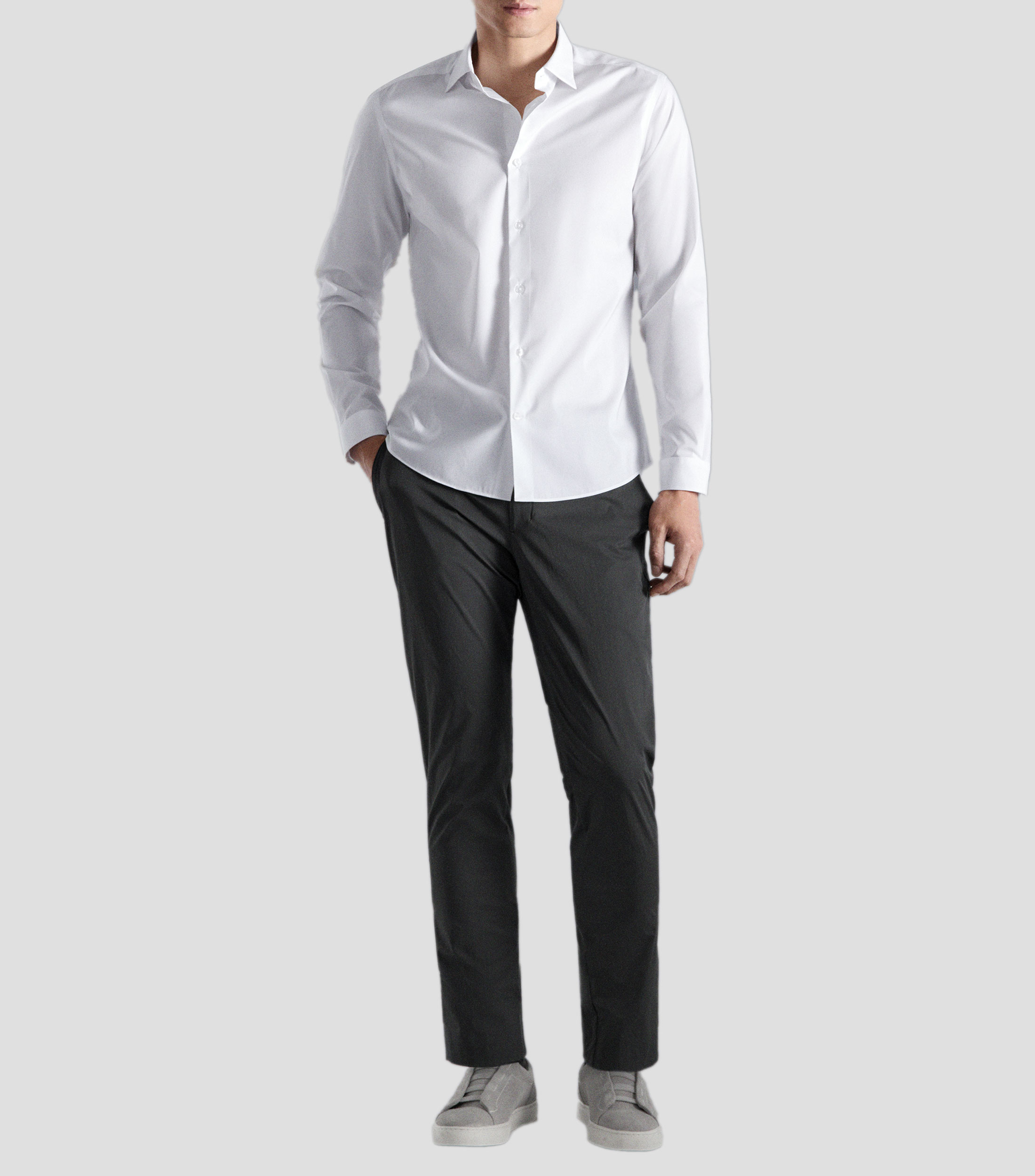 Camisa lisa manga larga Hombre