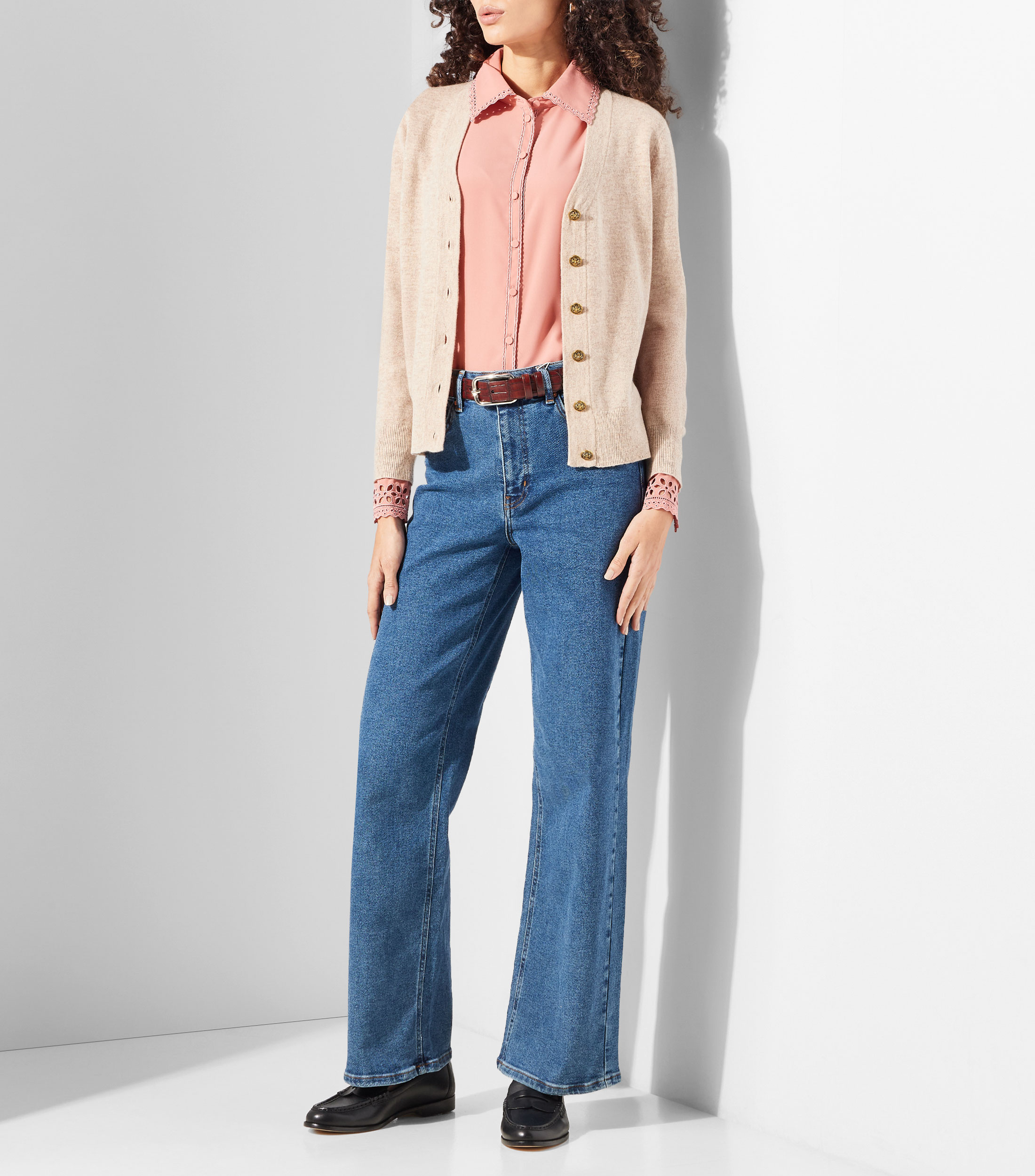 Blusa lisa manga larga Mujer