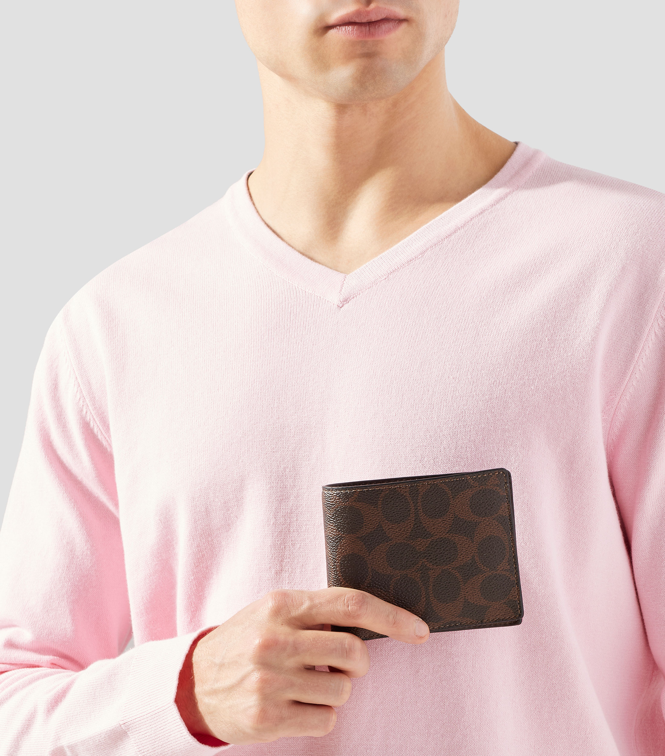 Cartera bifold en piel vacuna 3 en 1 con monogram estampado Hombre