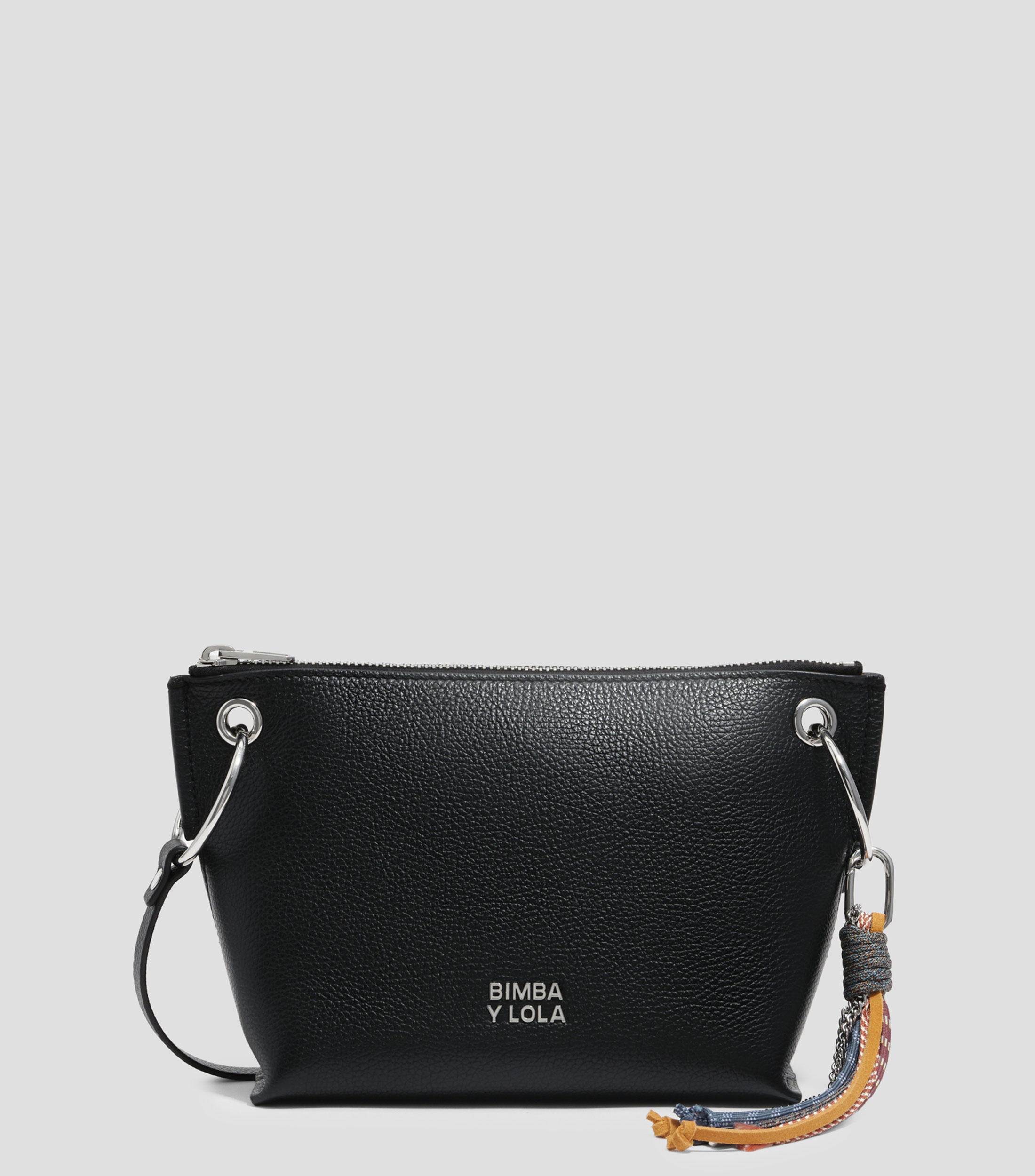 Bolsa Crossbody trapecio mediano piel negra Mujer