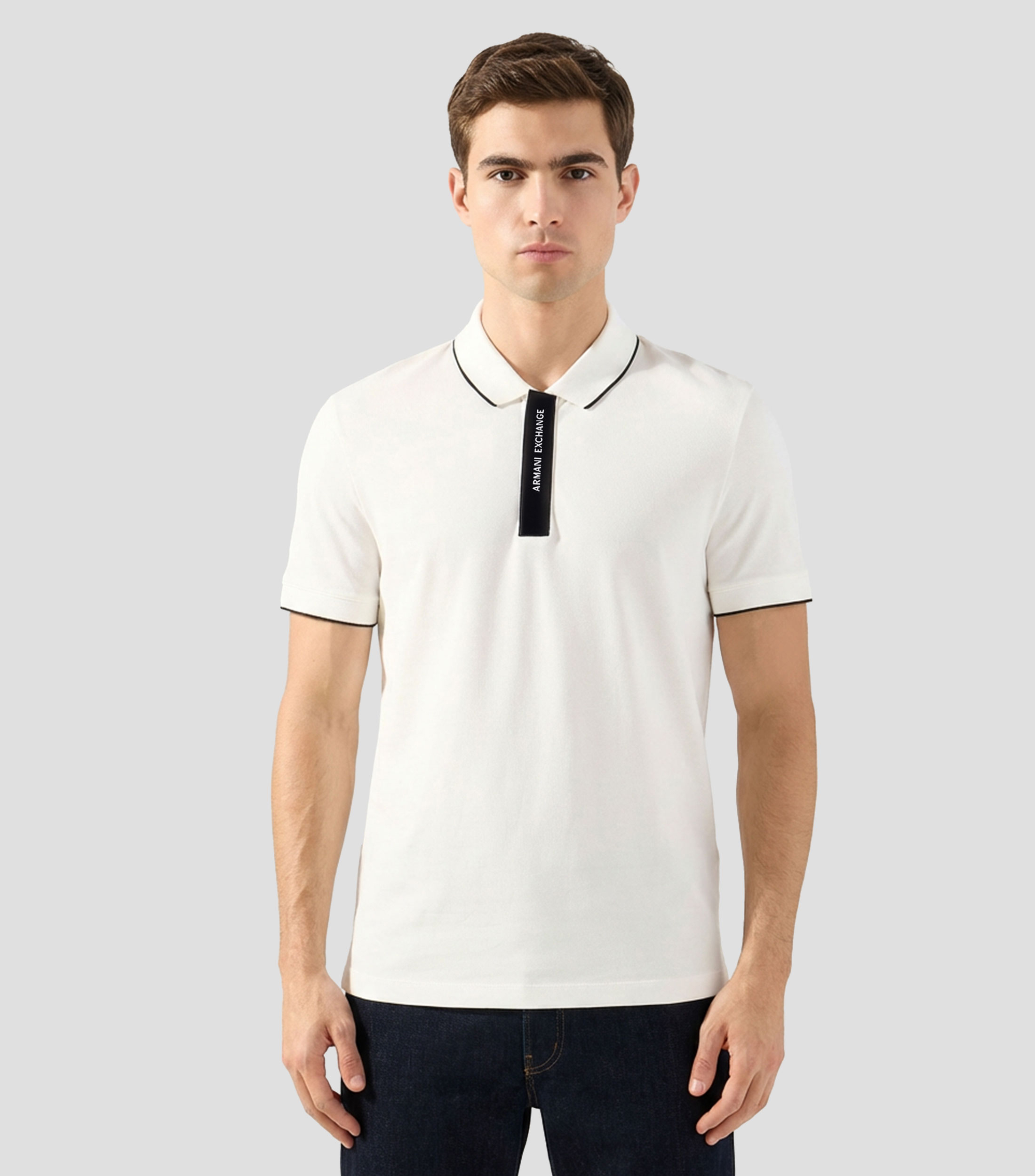 Playera tipo polo con manga corta lisa Hombre
