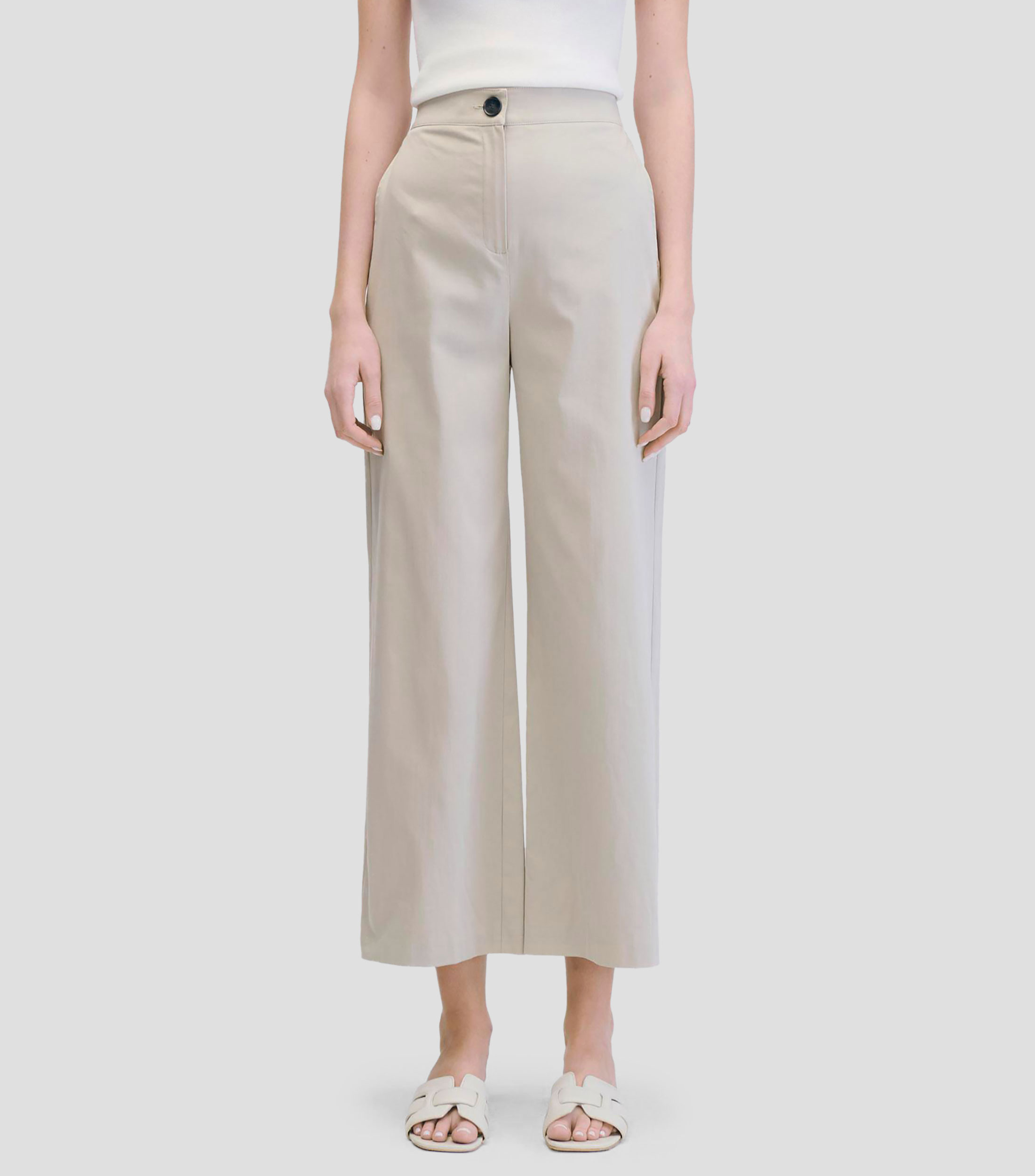 Pantalón Wideleg Tiro Alto Pretina Enresortada Mujer